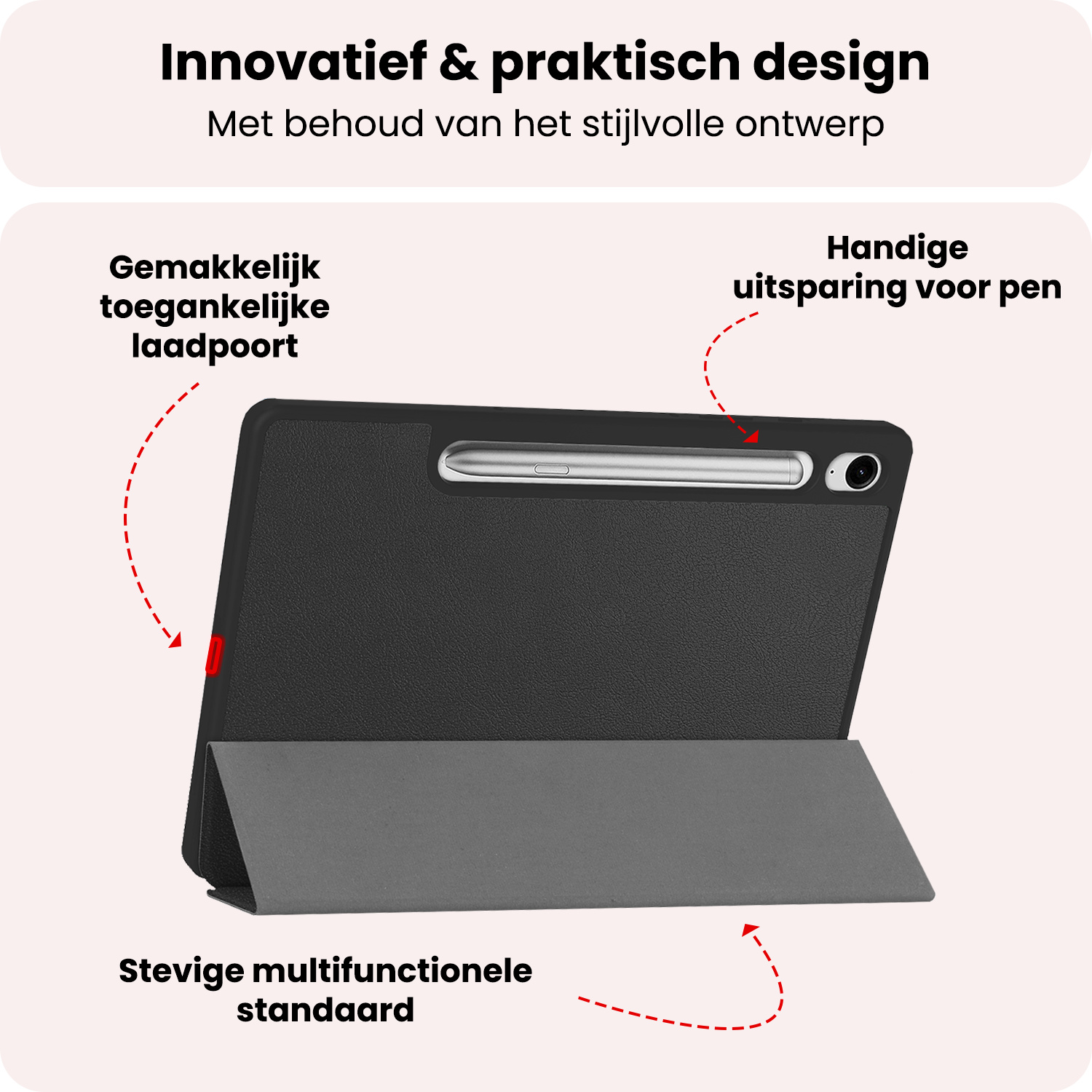 NoXx NoXx Samsung Galaxy Tab S10 FE Hoesje Met Uitsparing S Pen Met Screenprotector - Zwart