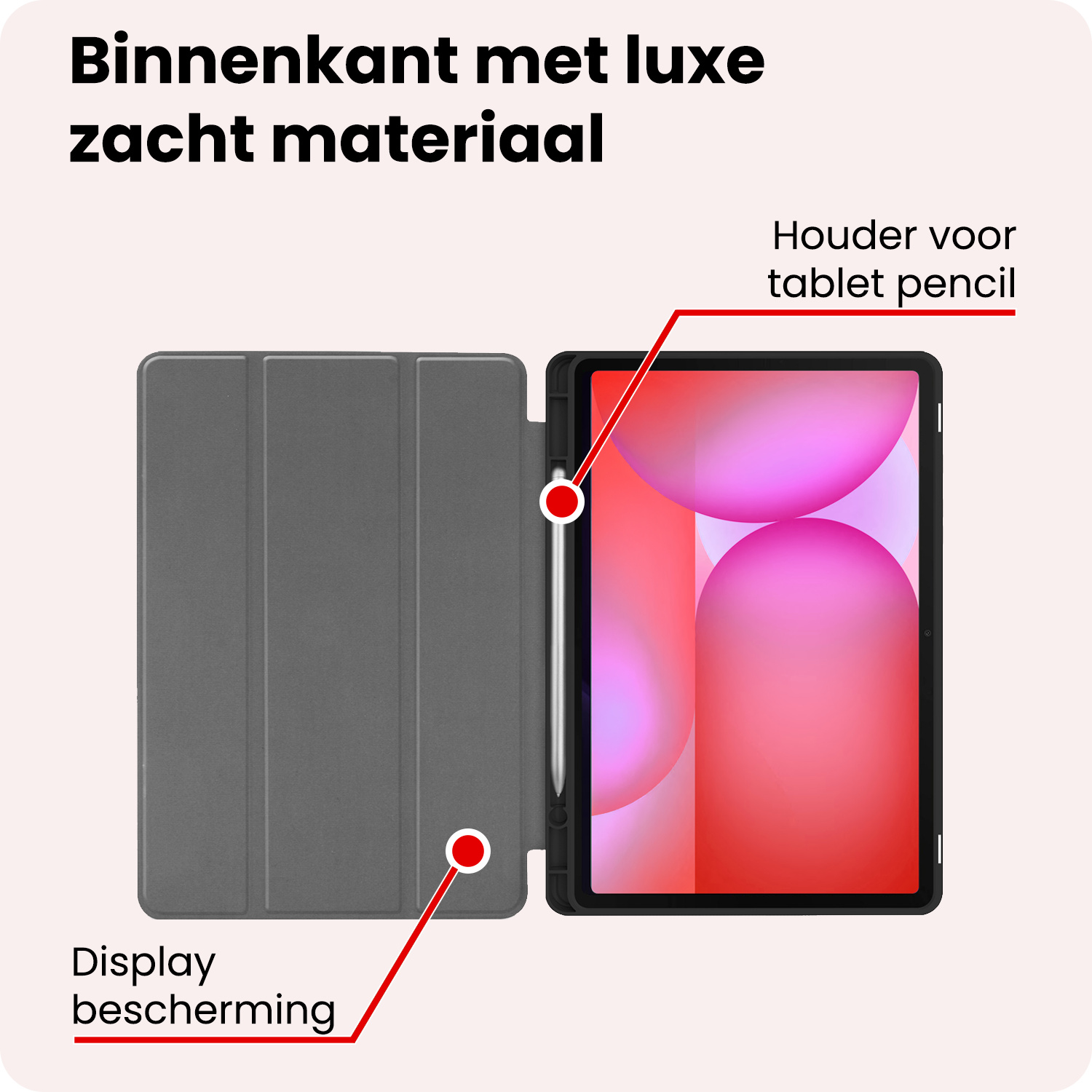 NoXx NoXx Samsung Galaxy Tab S10 FE Hoesje Met Uitsparing S Pen Met Screenprotector - Zwart
