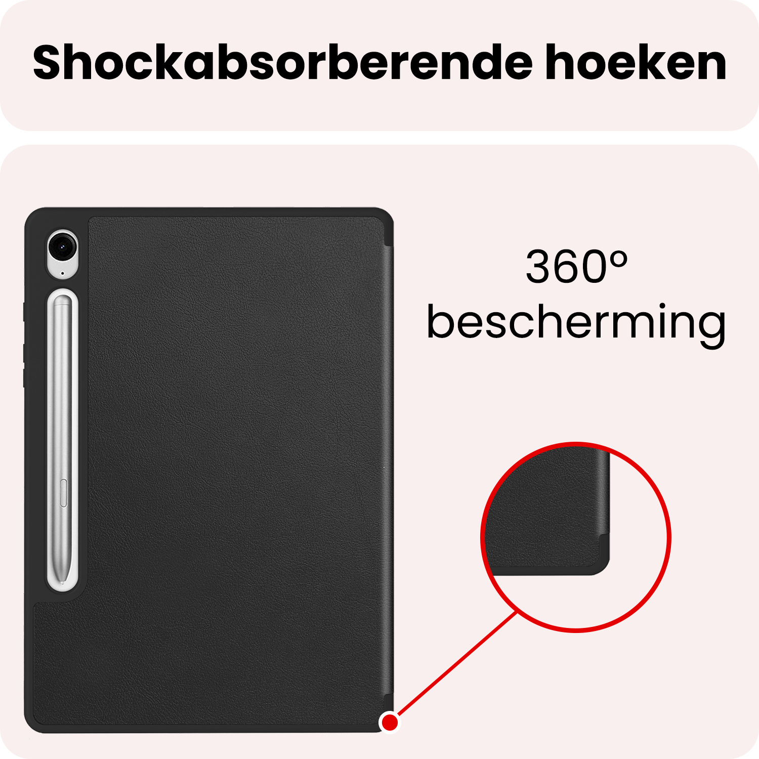 NoXx NoXx Samsung Galaxy Tab S10 FE Hoesje Met Uitsparing S Pen Met Screenprotector - Zwart