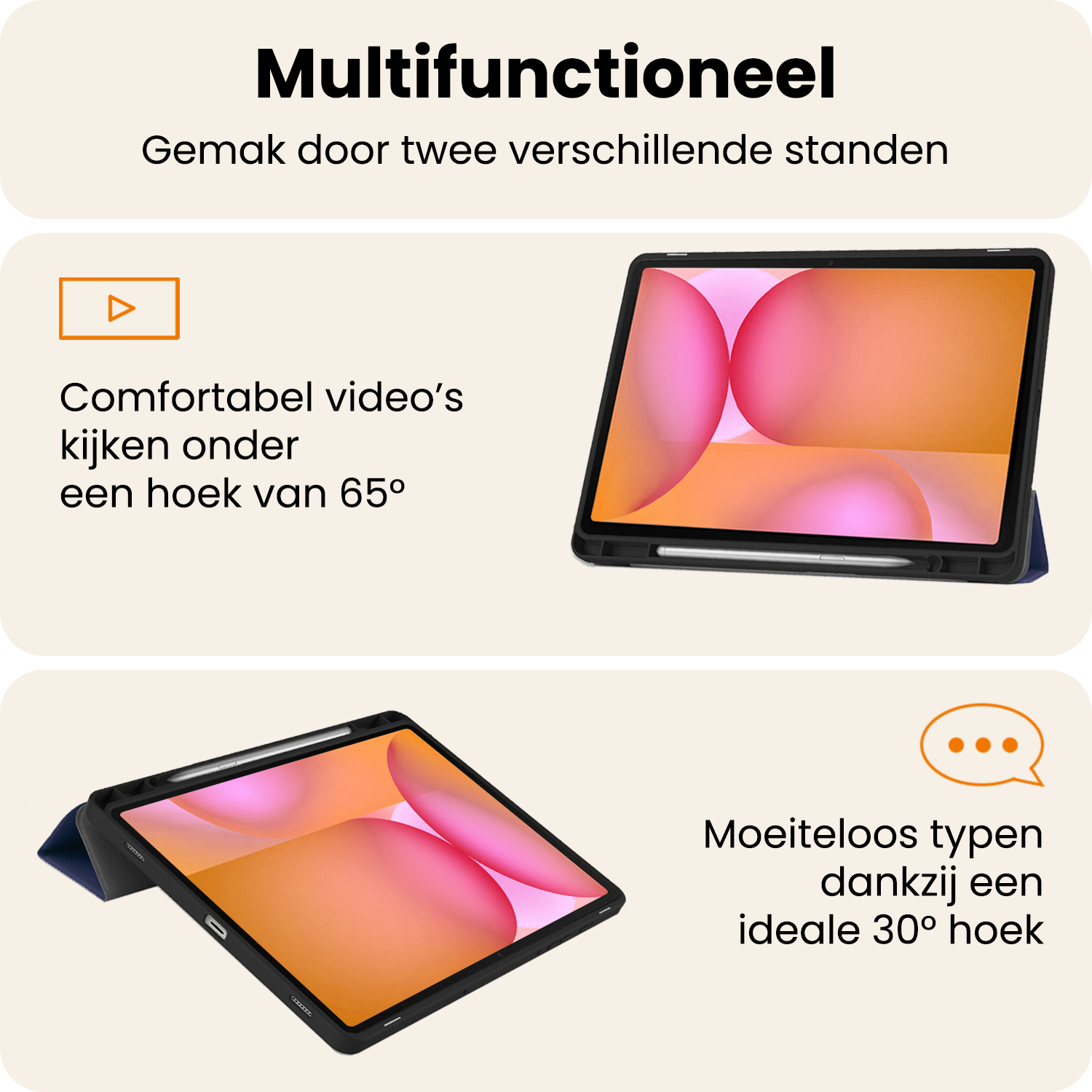 Nomfy Nomfy Samsung Galaxy Tab S10 FE Hoesje Met Uitsparing S Pen - Donkerblauw