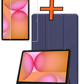 Nomfy Nomfy Samsung Galaxy Tab S10 FE Hoesje Met Uitsparing S Pen Met Screenprotector - Donkerblauw