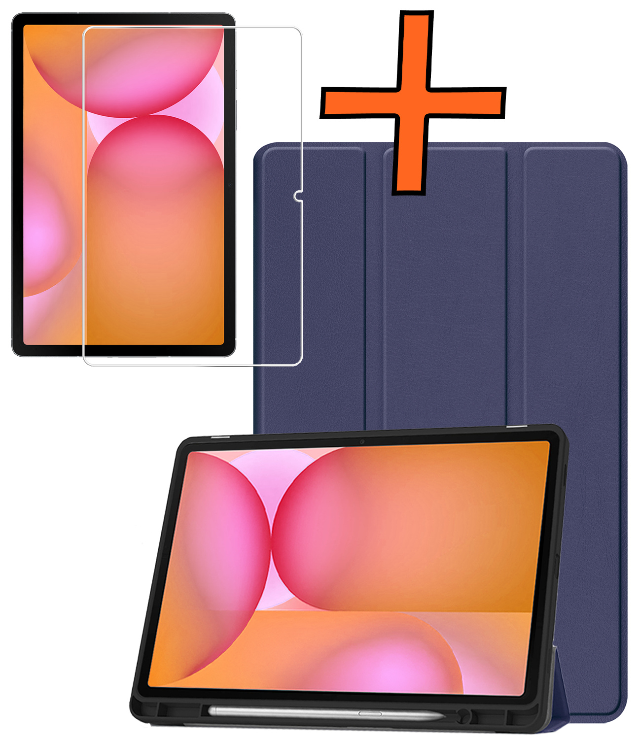 Nomfy Nomfy Samsung Galaxy Tab S10 FE Hoesje Met Uitsparing S Pen Met Screenprotector - Donkerblauw