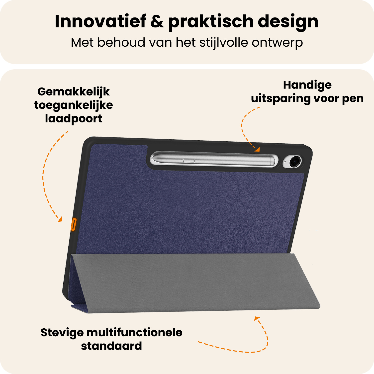 Nomfy Nomfy Samsung Galaxy Tab S10 FE Hoesje Met Uitsparing S Pen Met Screenprotector - Donkerblauw