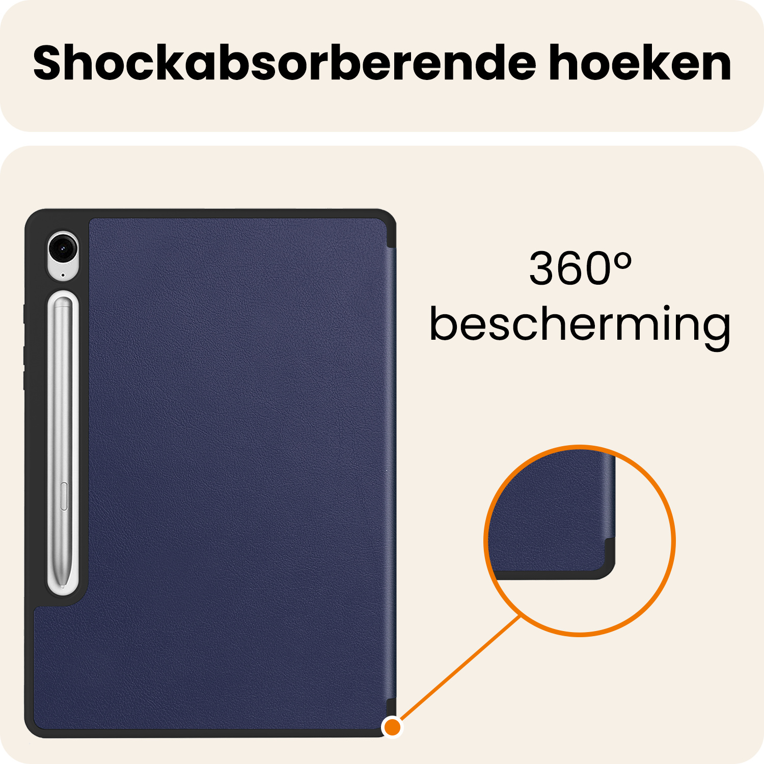 Nomfy Nomfy Samsung Galaxy Tab S10 FE Hoesje Met Uitsparing S Pen Met Screenprotector - Donkerblauw