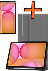 Nomfy Nomfy Samsung Galaxy Tab S10 FE Hoesje Met Uitsparing S Pen Met Screenprotector - Grijs