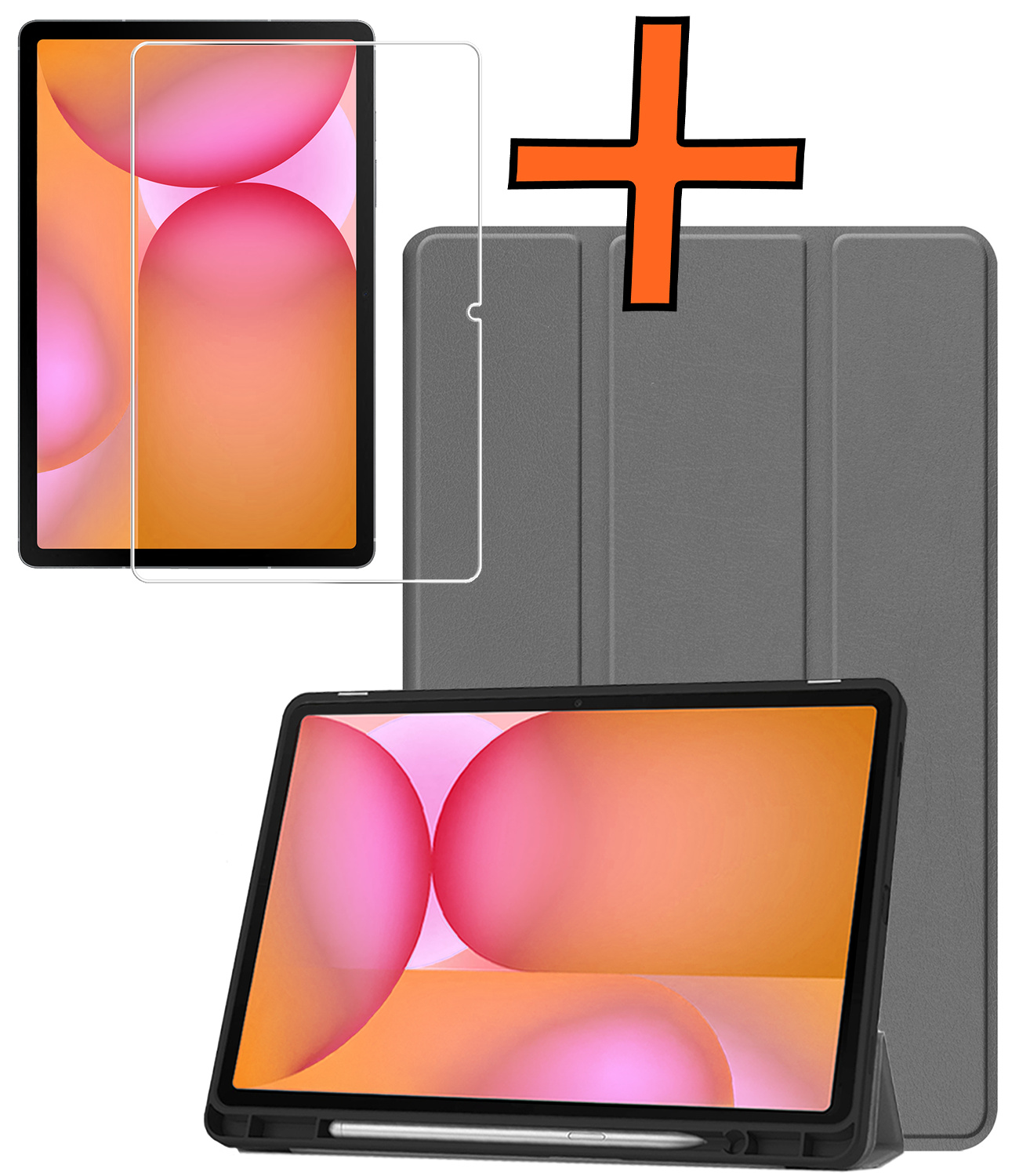 Nomfy Nomfy Samsung Galaxy Tab S10 FE Hoesje Met Uitsparing S Pen Met Screenprotector - Grijs
