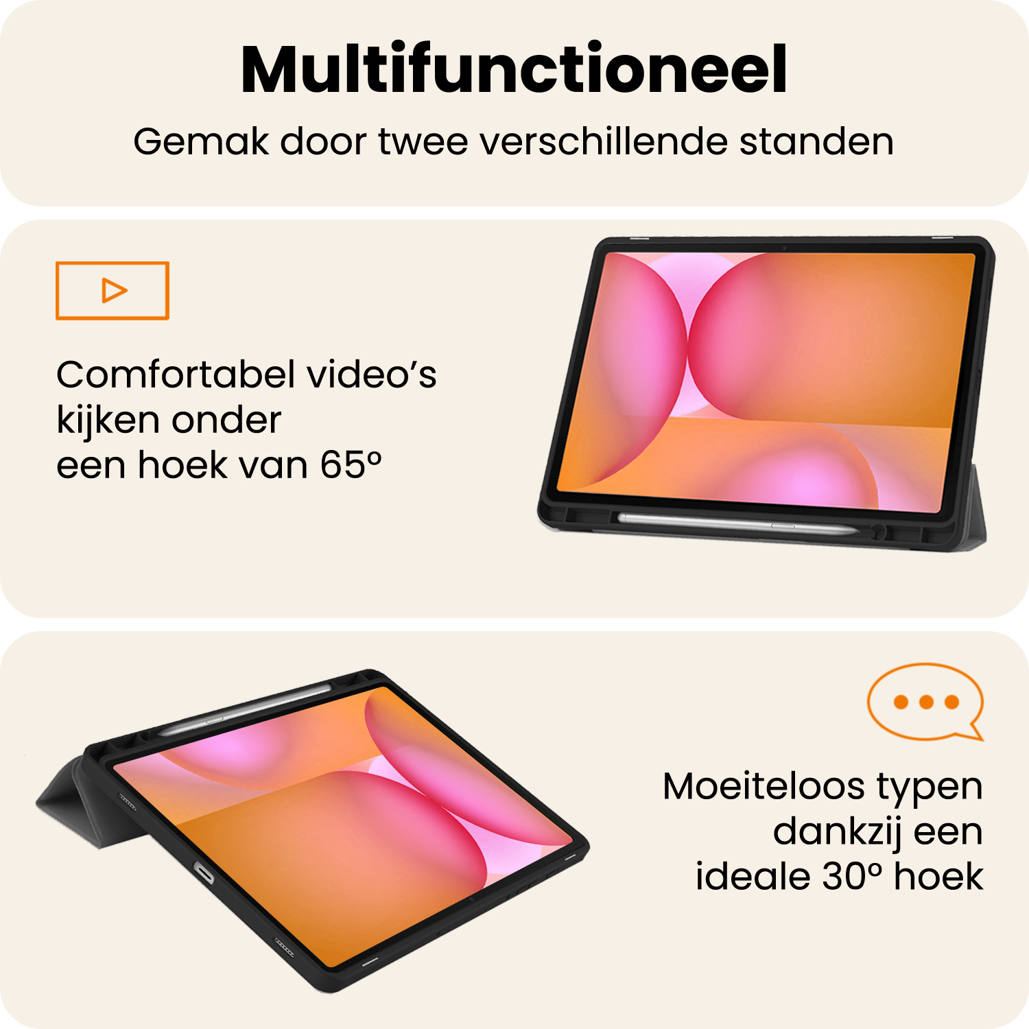 Nomfy Nomfy Samsung Galaxy Tab S10 FE Hoesje Met Uitsparing S Pen Met Screenprotector - Grijs