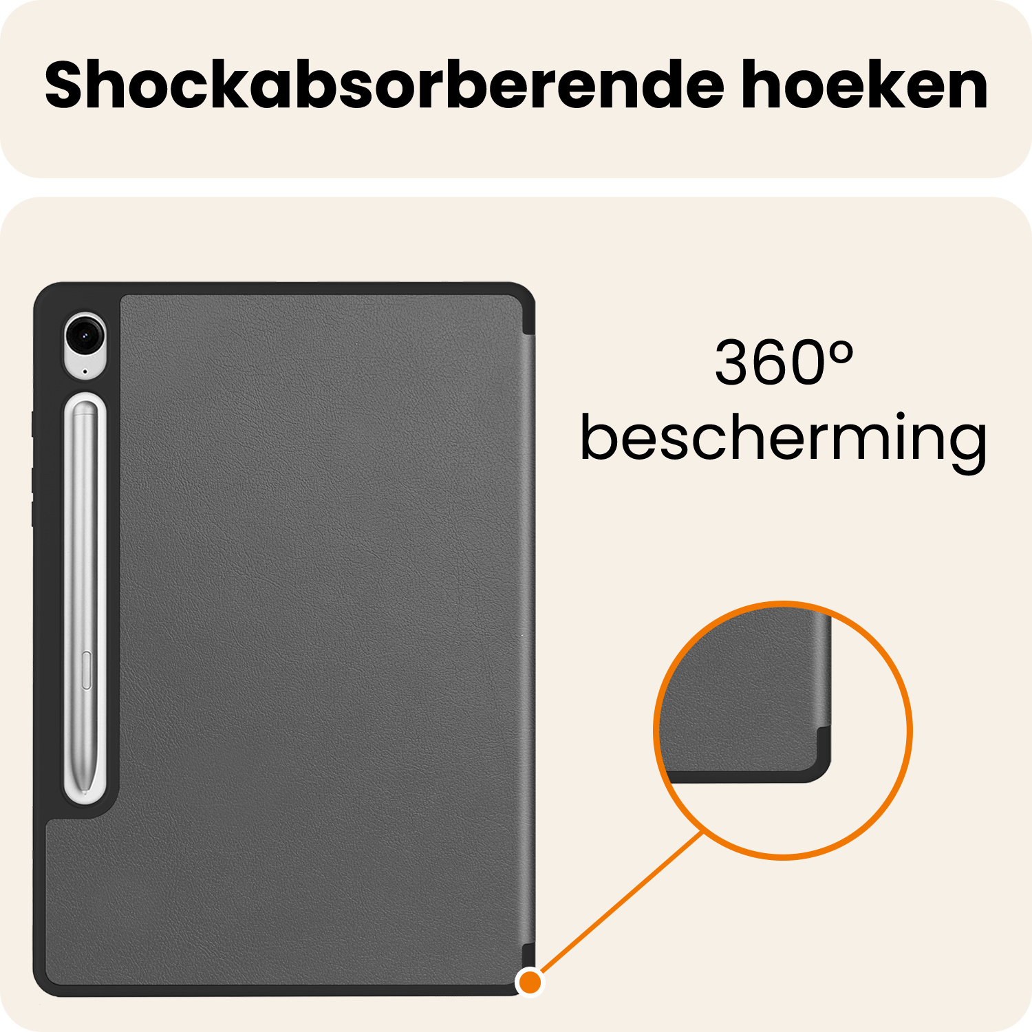 Nomfy Nomfy Samsung Galaxy Tab S10 FE Hoesje Met Uitsparing S Pen Met Screenprotector - Grijs