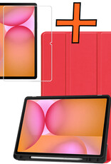 Nomfy Nomfy Samsung Galaxy Tab S10 FE Hoesje Met Uitsparing S Pen Met Screenprotector - Rood