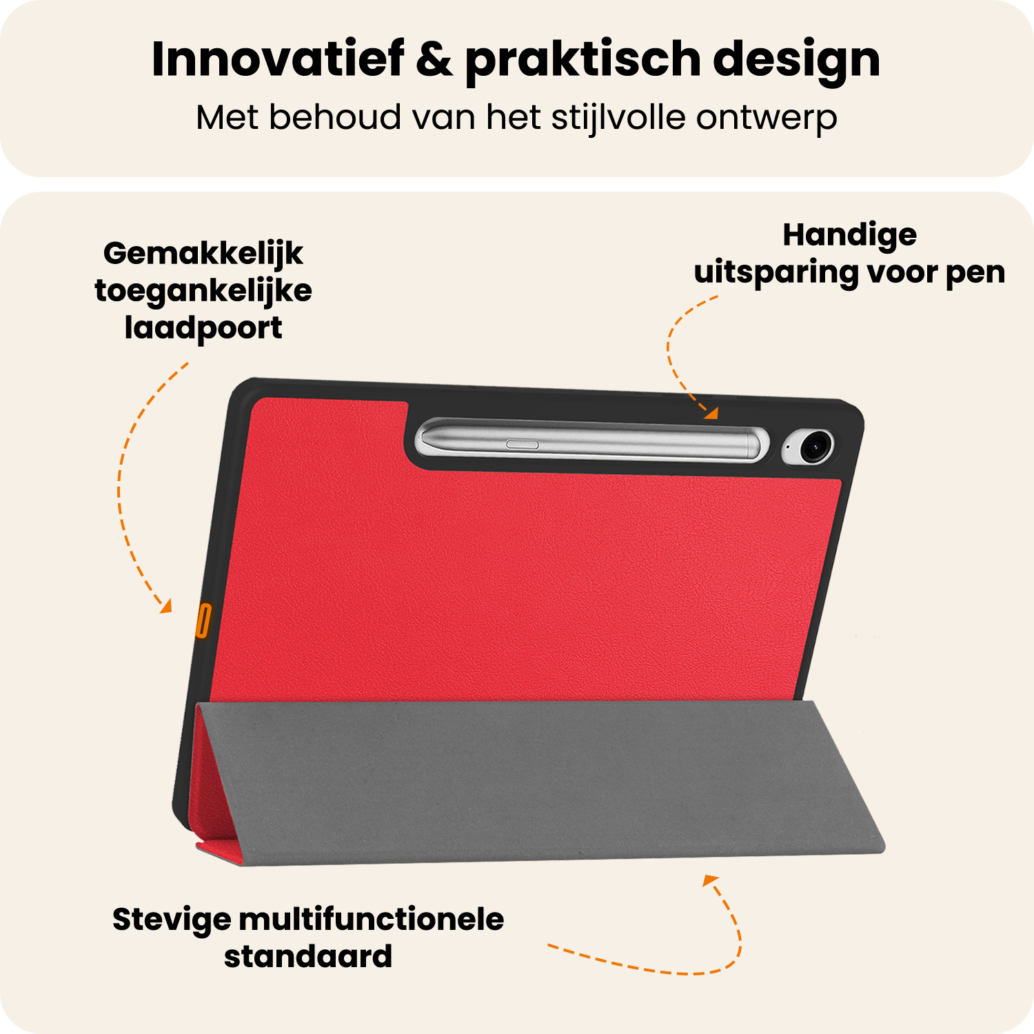 Nomfy Nomfy Samsung Galaxy Tab S10 FE Hoesje Met Uitsparing S Pen Met Screenprotector - Rood