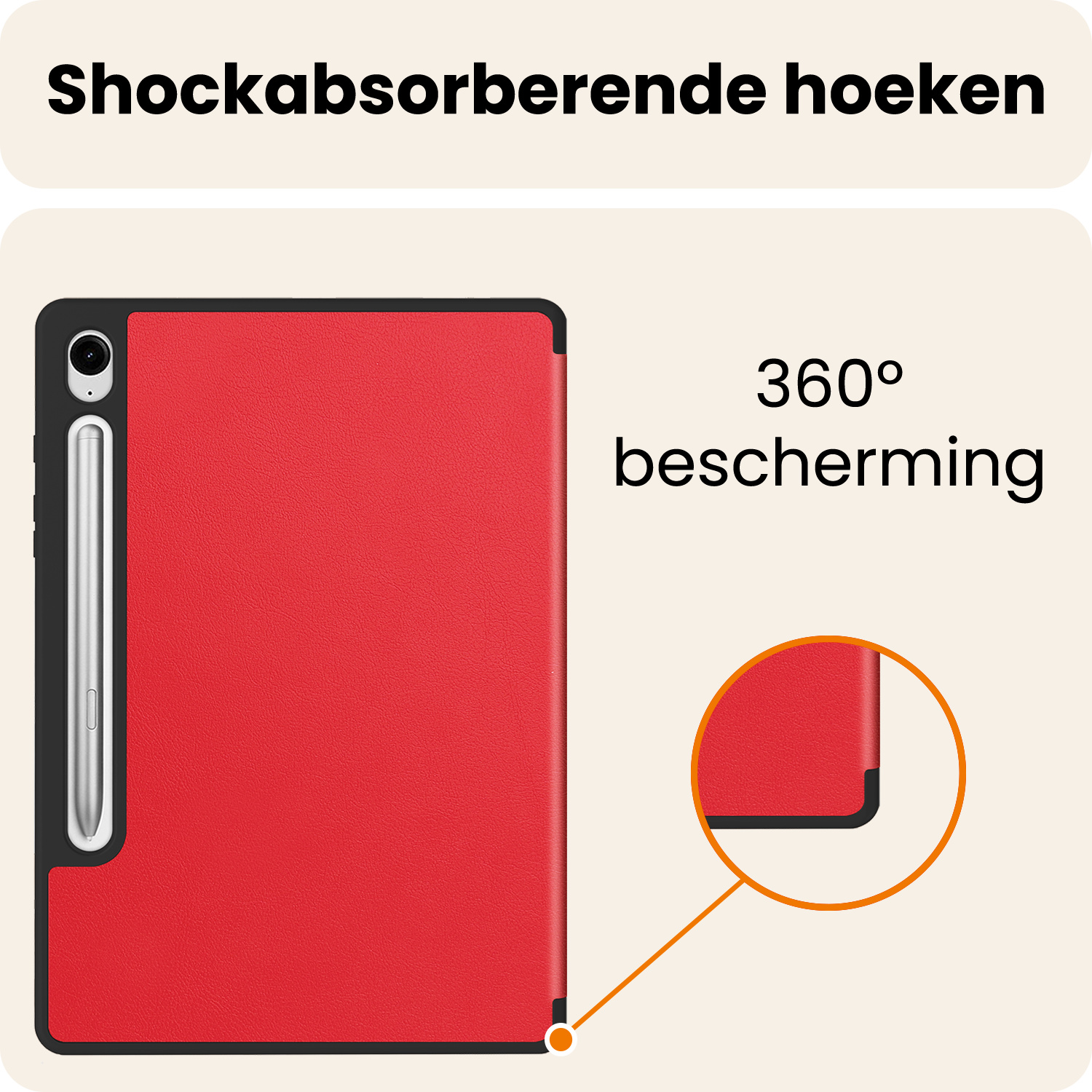 Nomfy Nomfy Samsung Galaxy Tab S10 FE Hoesje Met Uitsparing S Pen Met Screenprotector - Rood