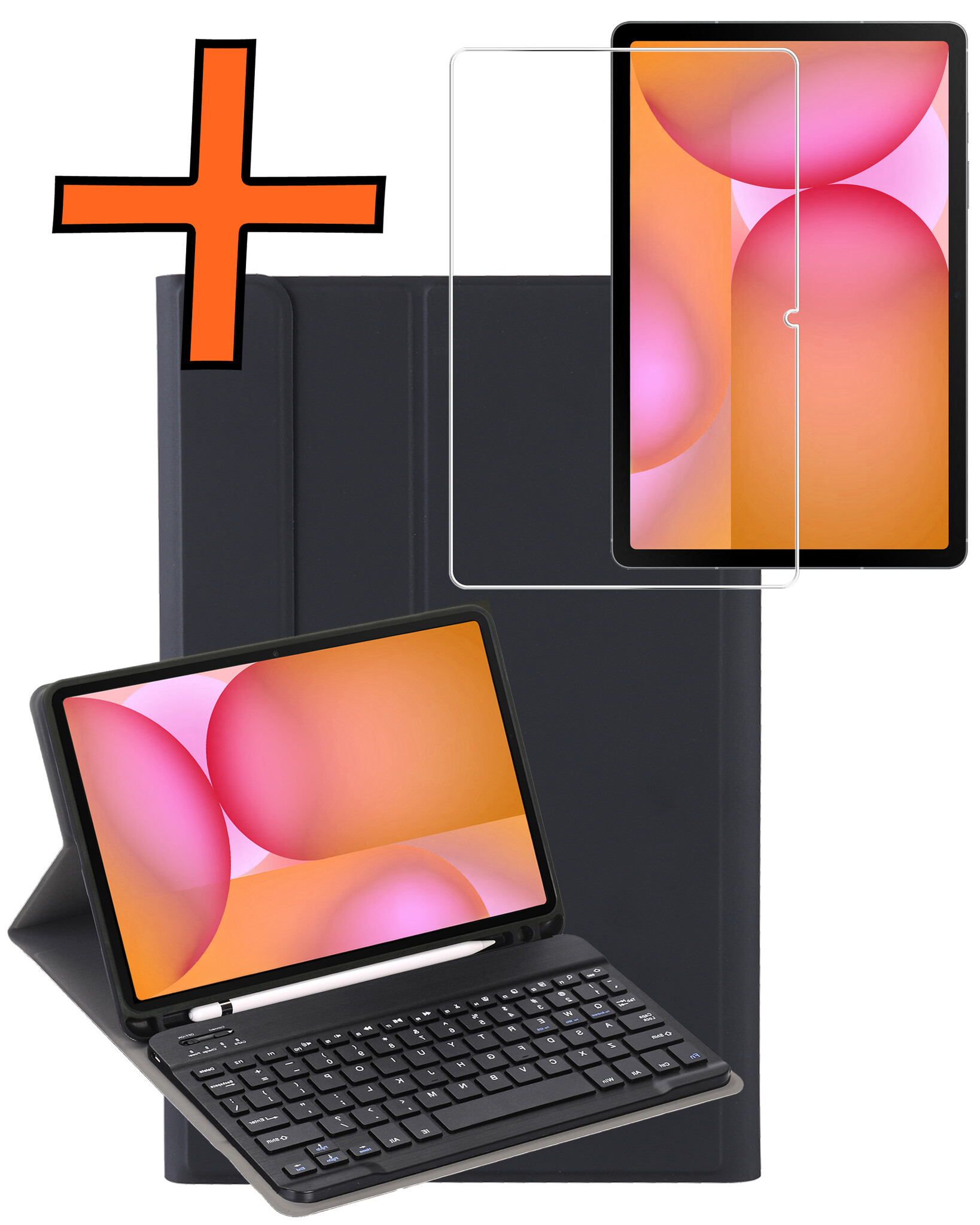 Nomfy Nomfy Samsung Galaxy Tab S10 FE Toetsenbordhoes Met Screenprotector - Zwart