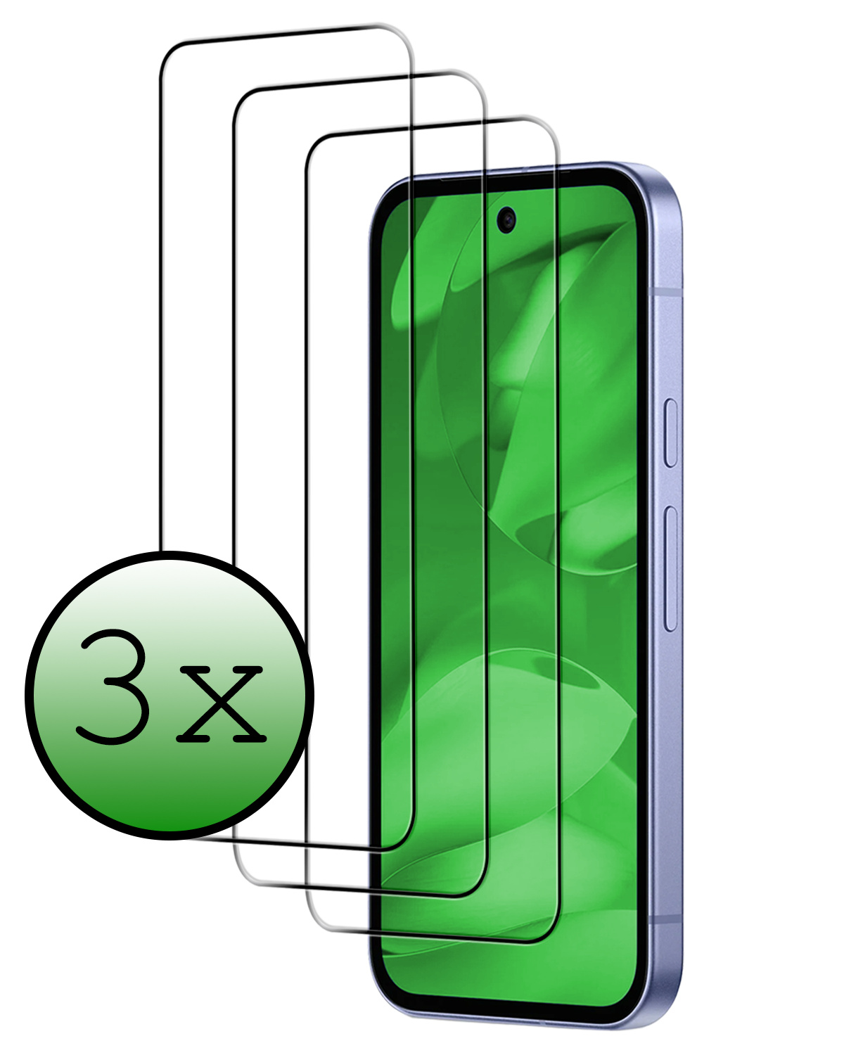 BASEY. BASEY. Google Pixel 9a Screenprotector Glas Full Cover - 3 PACK