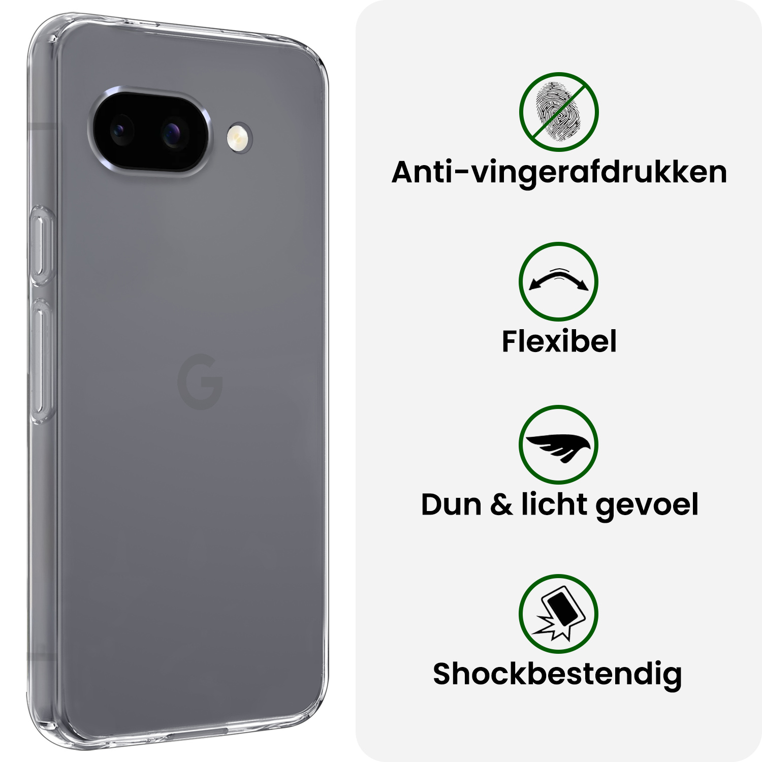 BASEY. BASEY. Google Pixel 9a Hoesje Siliconen Met Screenprotector - Transparant