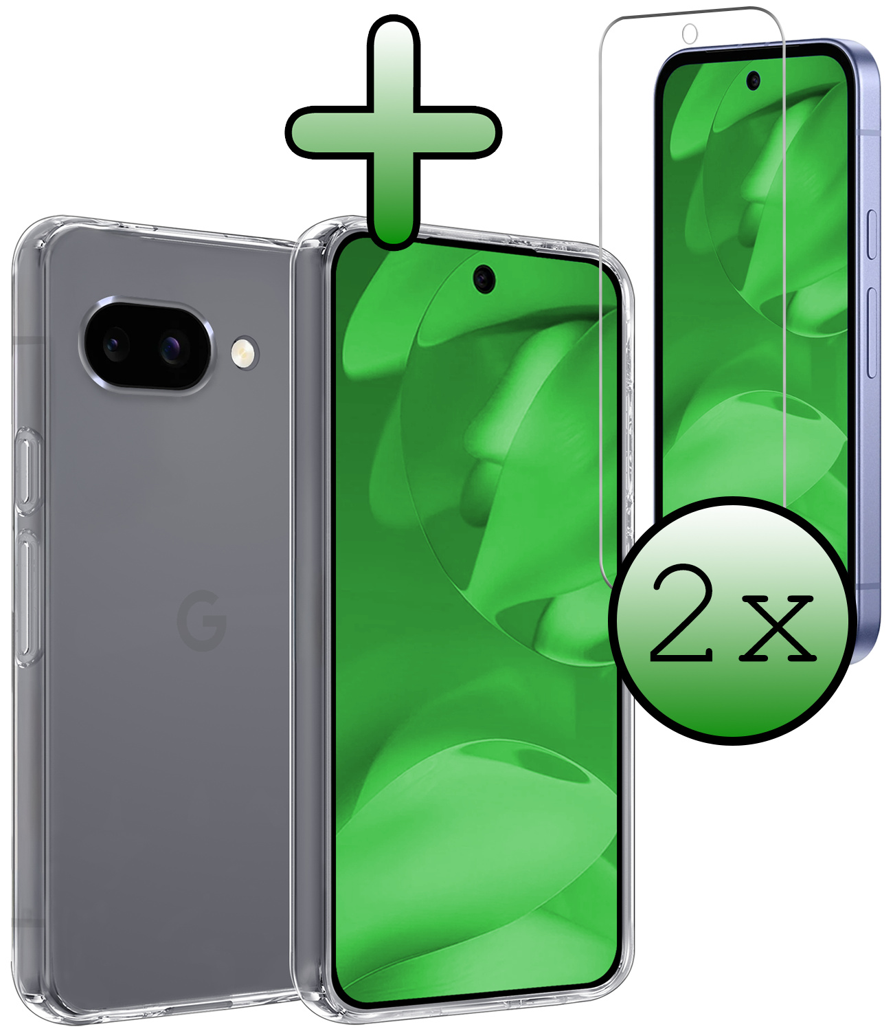 BASEY. BASEY. Google Pixel 9a Hoesje Siliconen Met 2x Screenprotector - Transparant