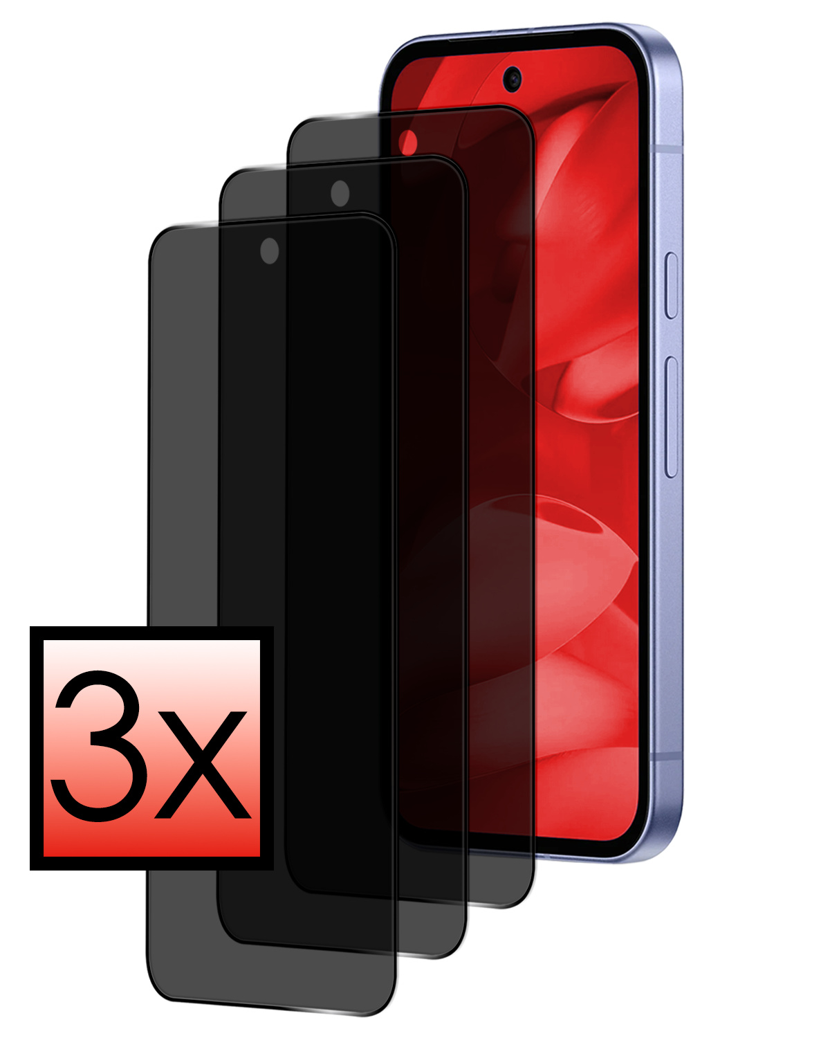 NoXx NoXx Google Pixel 9a Screenprotector Glas Privacy - 3 PACK