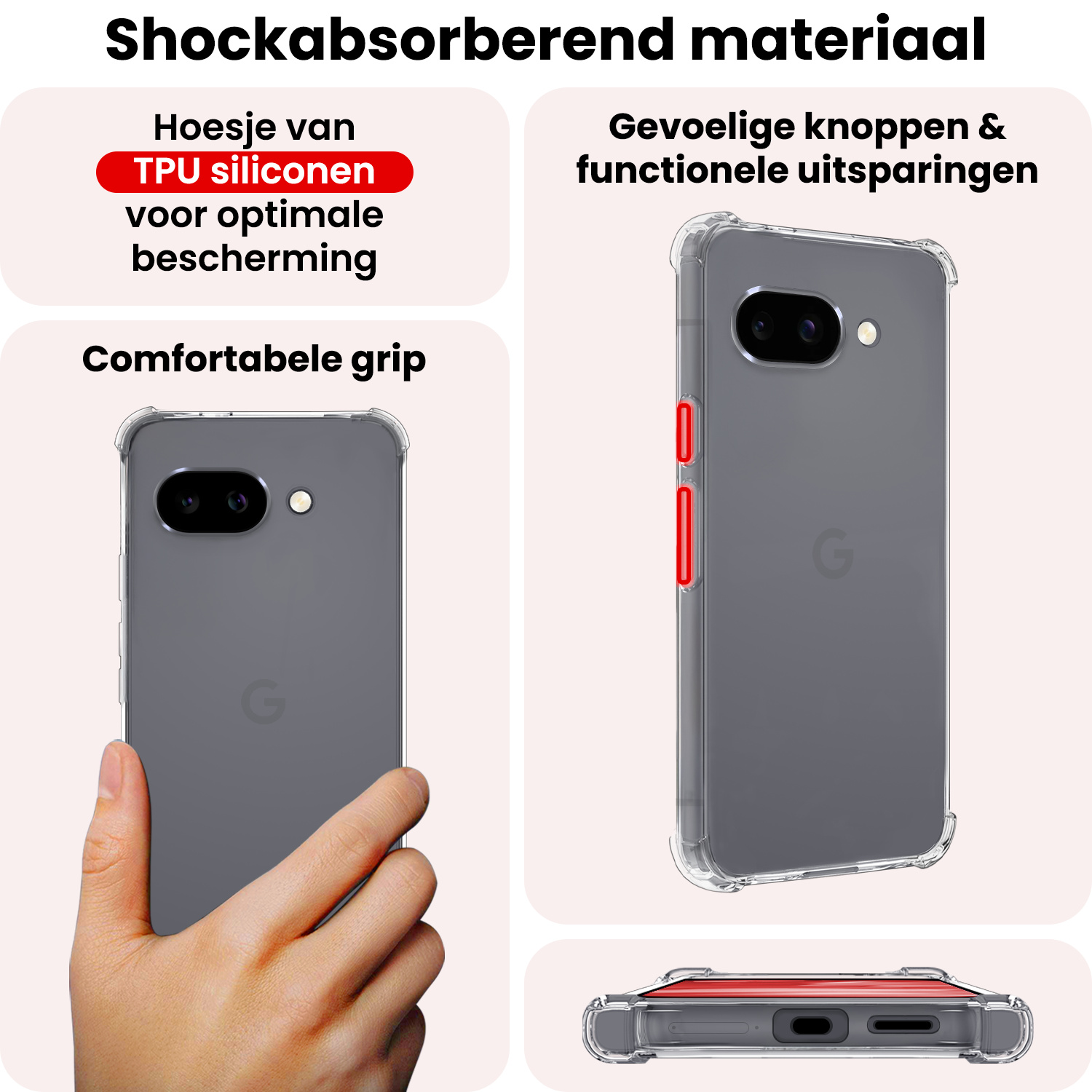 NoXx NoXx Google Pixel 9a Hoesje Shockproof - Transparant - 2 PACK