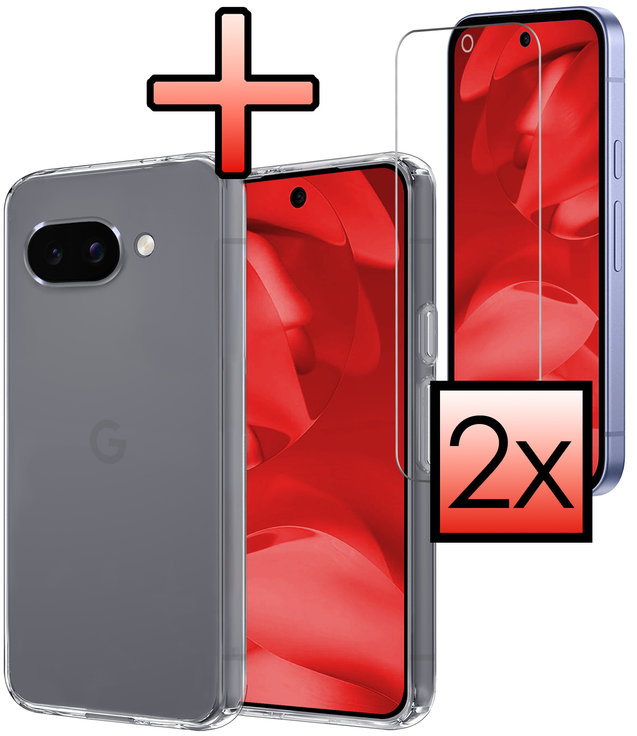 NoXx NoXx Google Pixel 9a Hoesje Siliconen Met 2x Screenprotector - Transparant