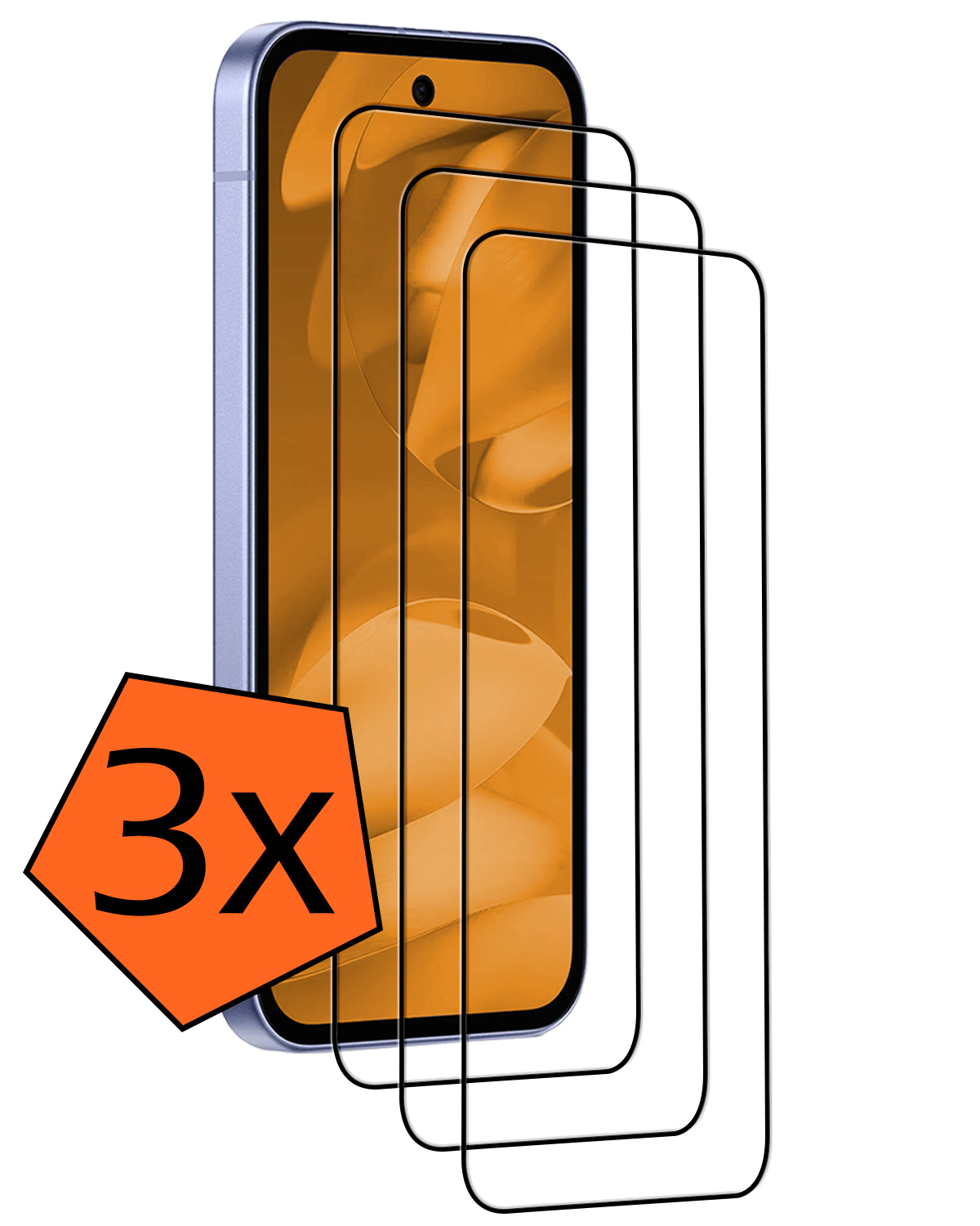 Nomfy Nomfy Google Pixel 9a Screenprotector Glas Full Cover - 3 PACK