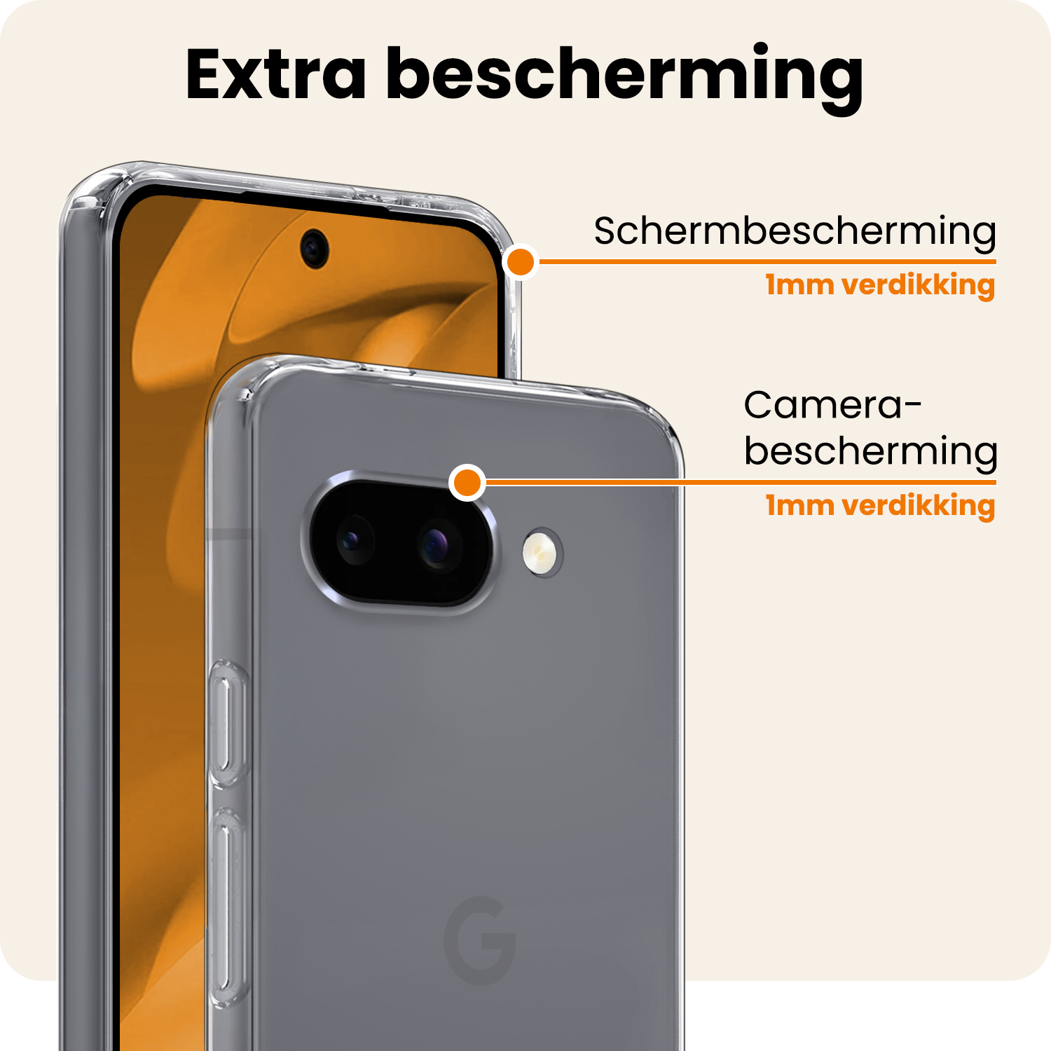 Nomfy Nomfy Google Pixel 9a Hoesje Siliconen Met Screenprotector - Transparant