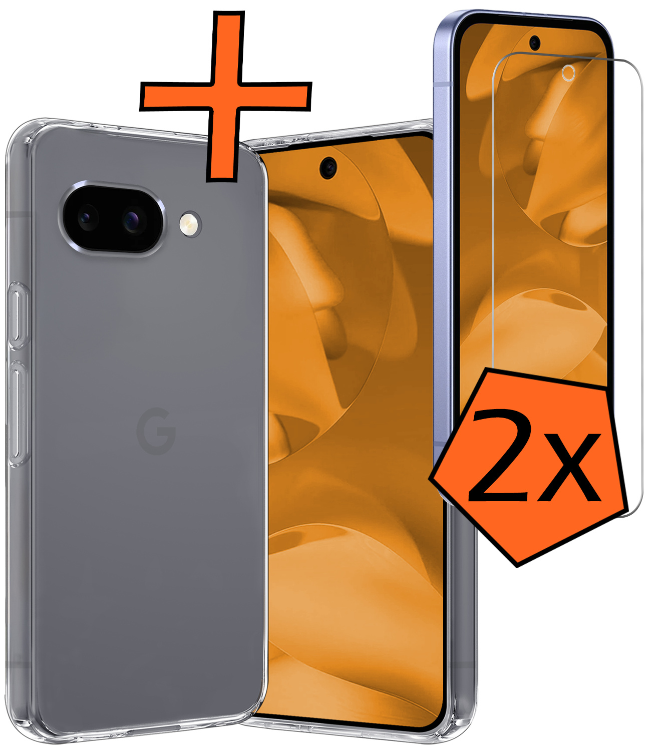 Nomfy Nomfy Google Pixel 9a Hoesje Siliconen Met 2x Screenprotector - Transparant