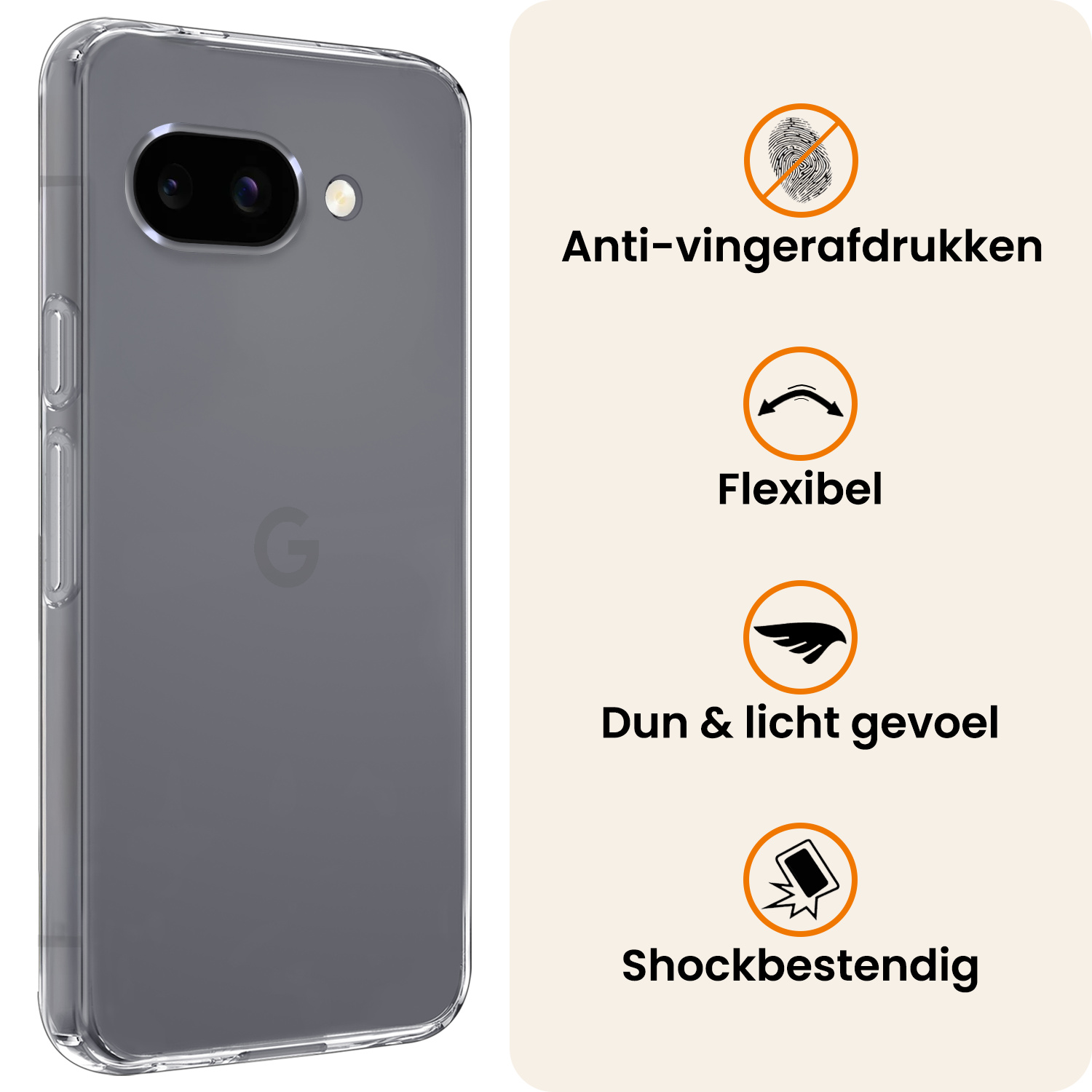 Nomfy Nomfy Google Pixel 9a Hoesje Siliconen Met 2x Screenprotector - Transparant