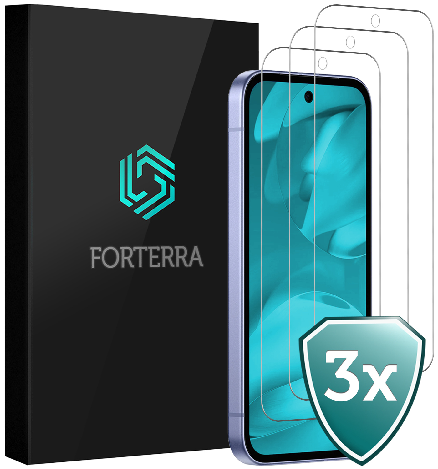 Forterra Forterra Google Pixel 9a Screenprotector Glas - 3 PACK