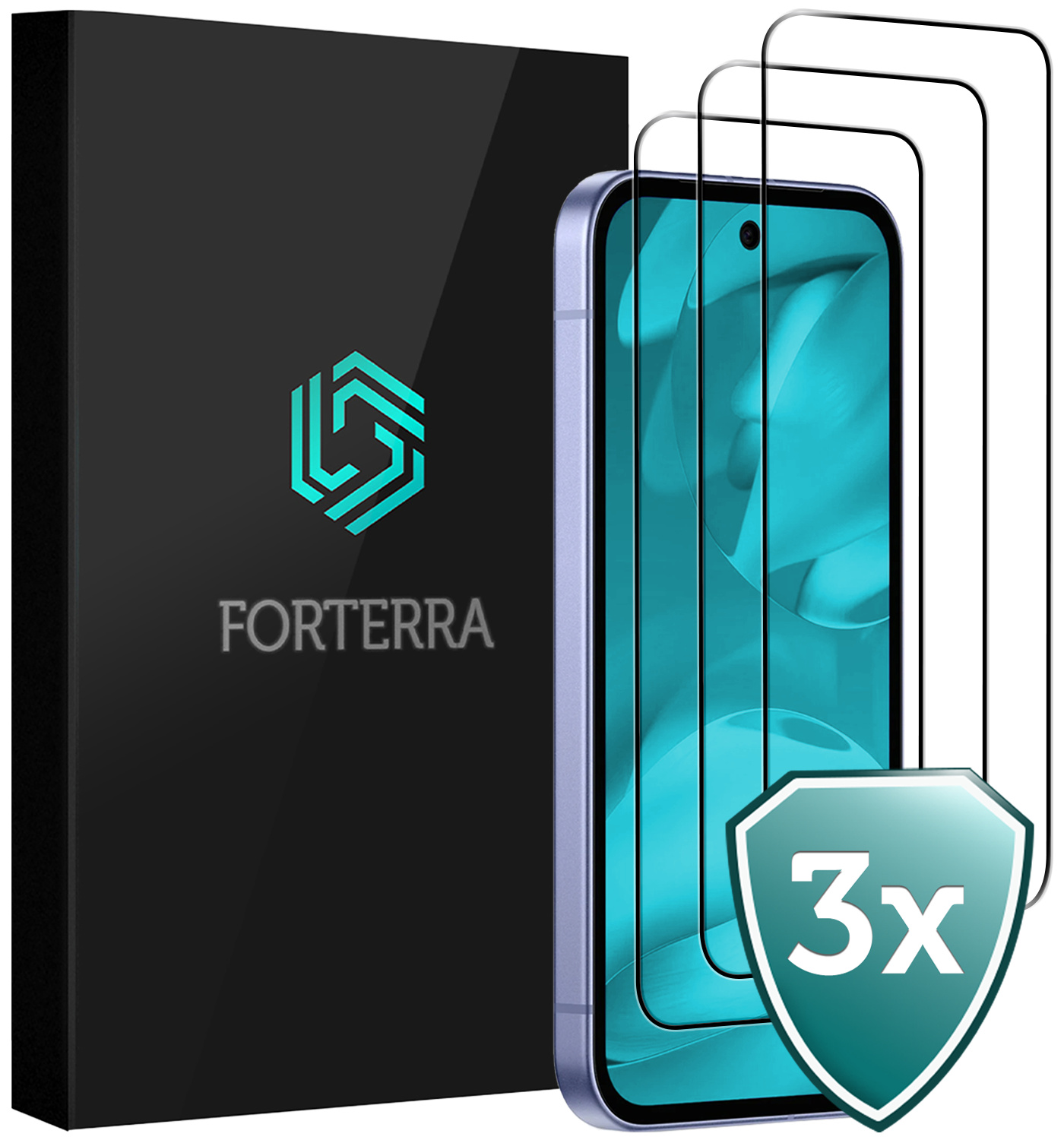 Forterra Forterra Google Pixel 9a Screenprotector Glas Full Cover - 3 PACK