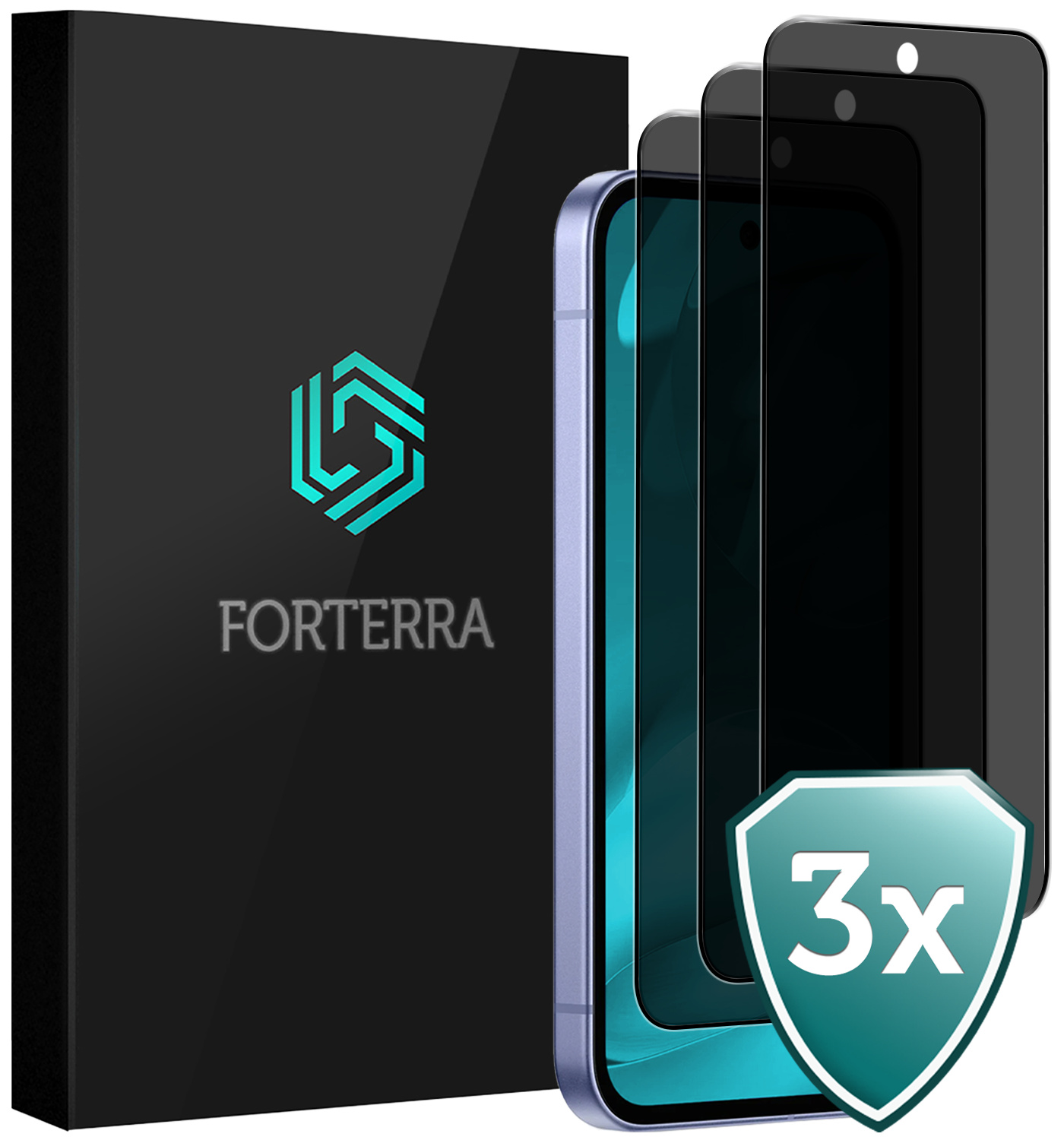 Forterra Forterra Google Pixel 9a Screenprotector Glas Privacy - 3 PACK