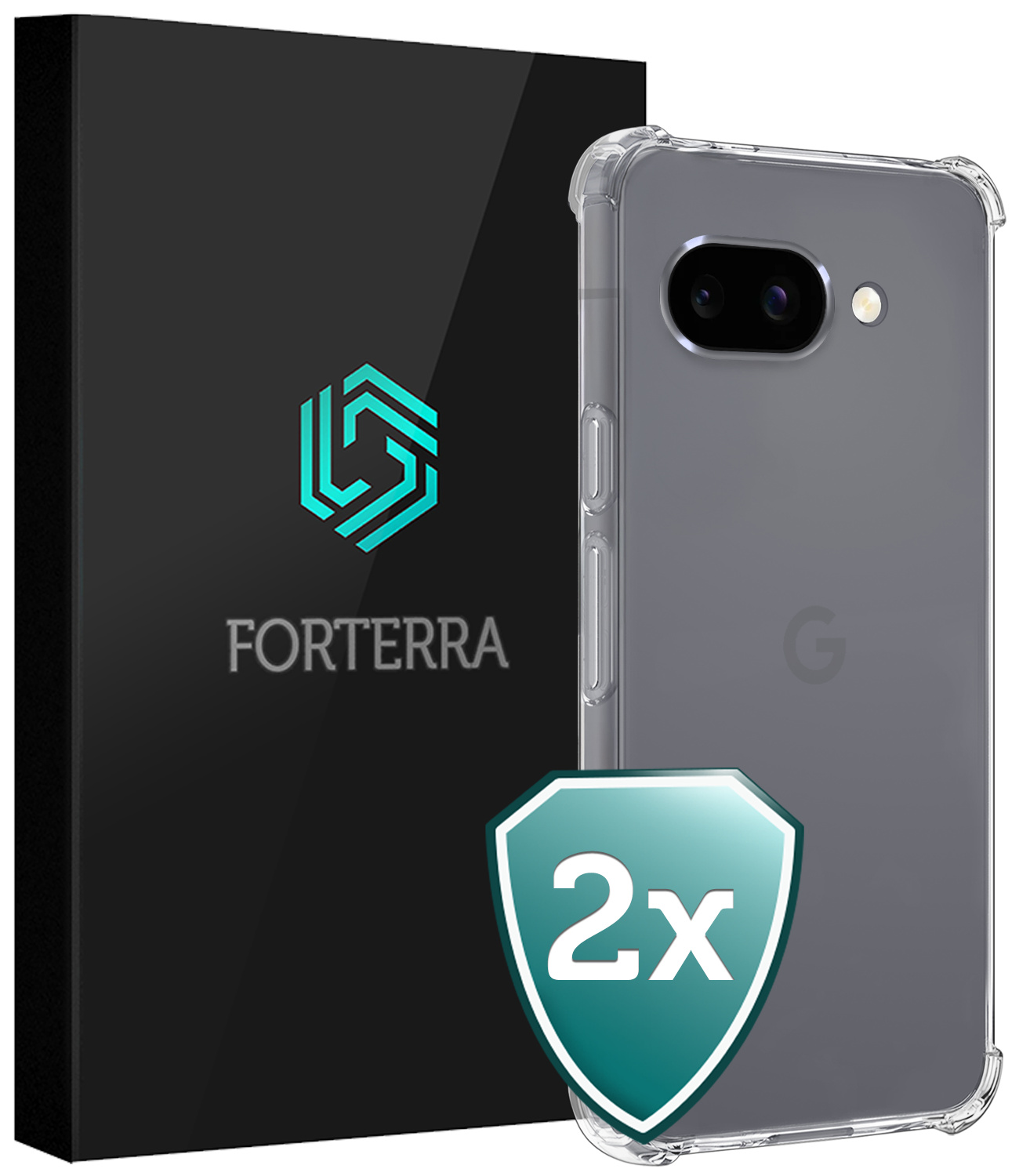 Forterra Forterra Google Pixel 9a Hoesje Shockproof - Transparant - 2 PACK