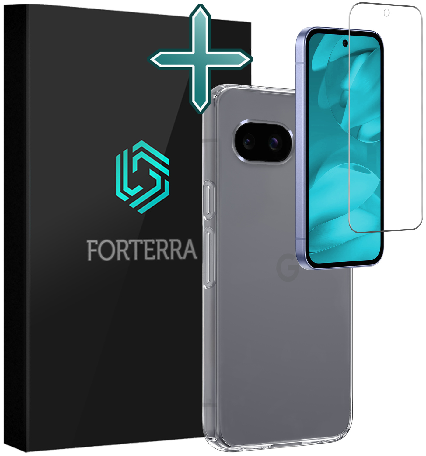 Forterra Forterra Google Pixel 9a Hoesje Siliconen Met Screenprotector - Transparant
