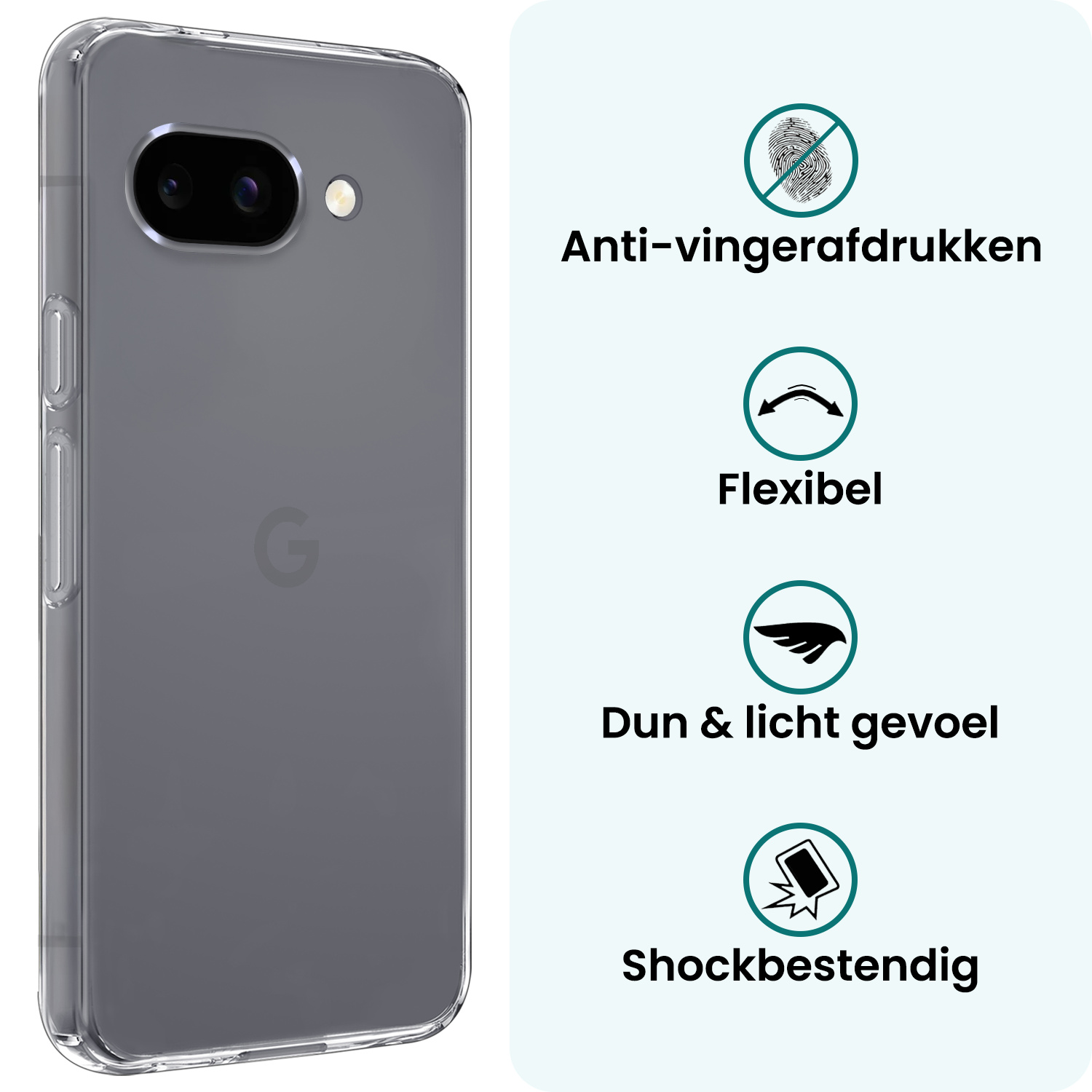 Forterra Forterra Google Pixel 9a Hoesje Siliconen Met Screenprotector - Transparant