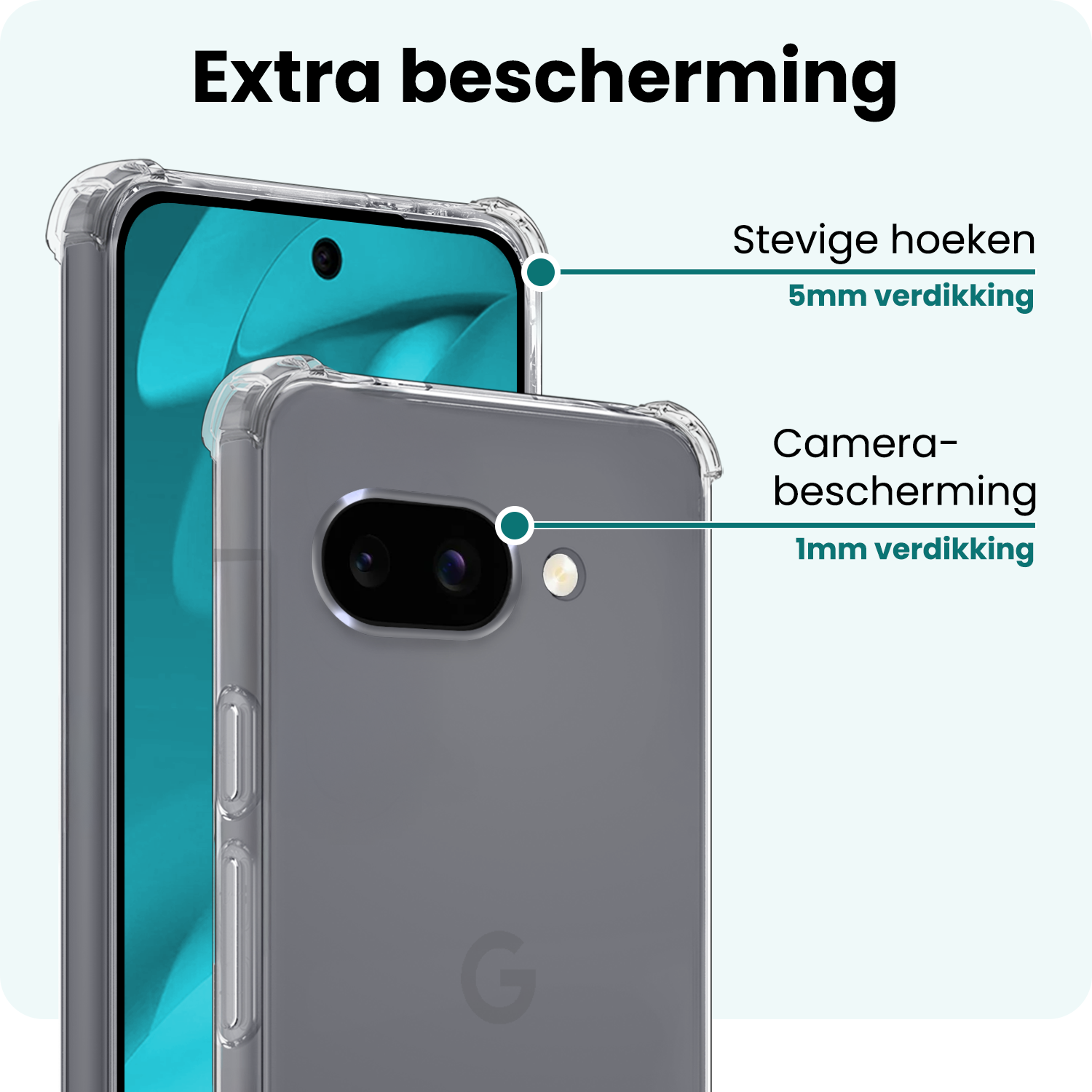 Forterra Forterra Google Pixel 9a Hoesje Shockproof - Transparant - 2 PACK
