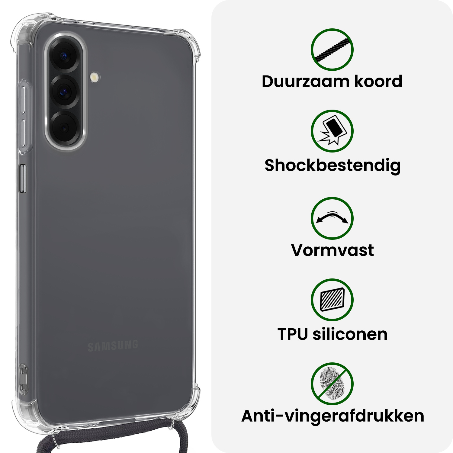 BASEY. BASEY. Samsung Galaxy A26 Hoesje Transparant Shockproof Met Zwart Koord