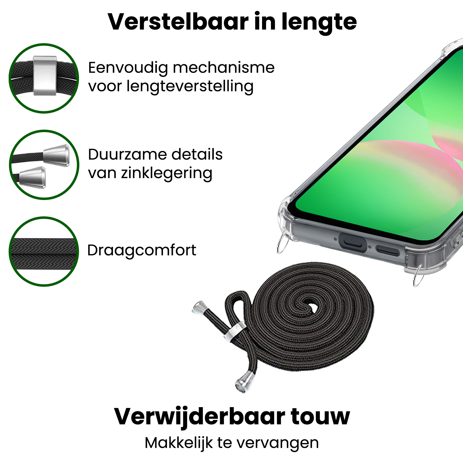 BASEY. BASEY. Samsung Galaxy A26 Hoesje Transparant Shockproof Met Zwart Koord