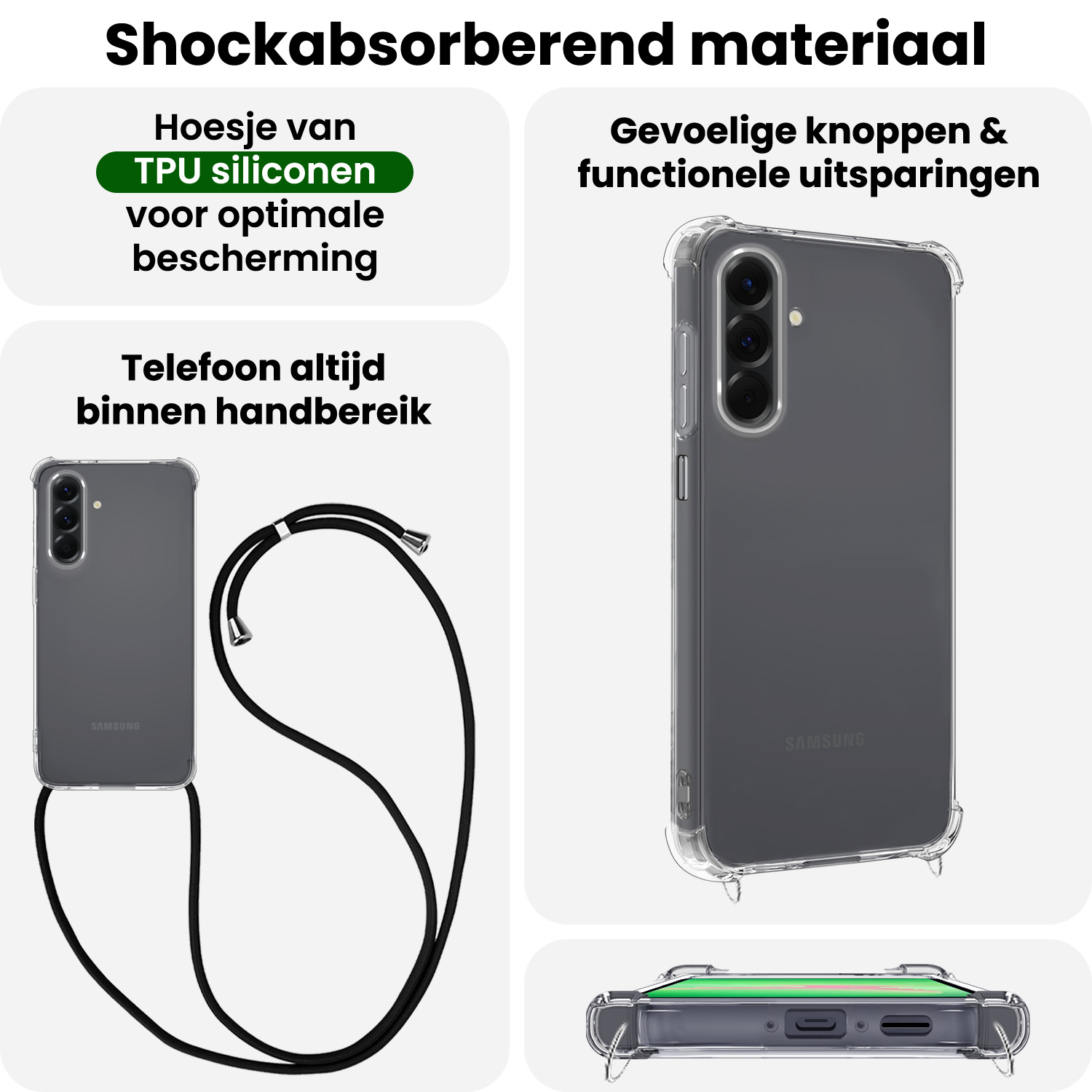 BASEY. BASEY. Samsung Galaxy A26 Hoesje Transparant Shockproof Met Zwart Koord