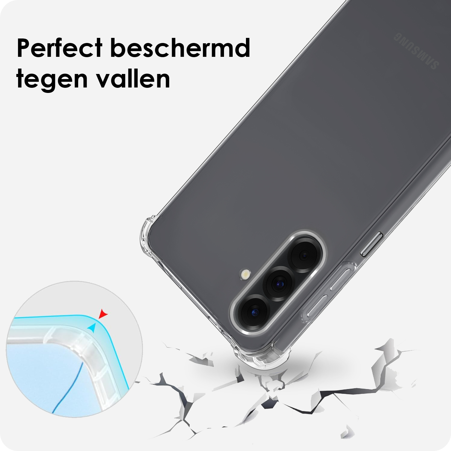 BASEY. BASEY. Samsung Galaxy A26 Hoesje Transparant Shockproof Met Zwart Koord