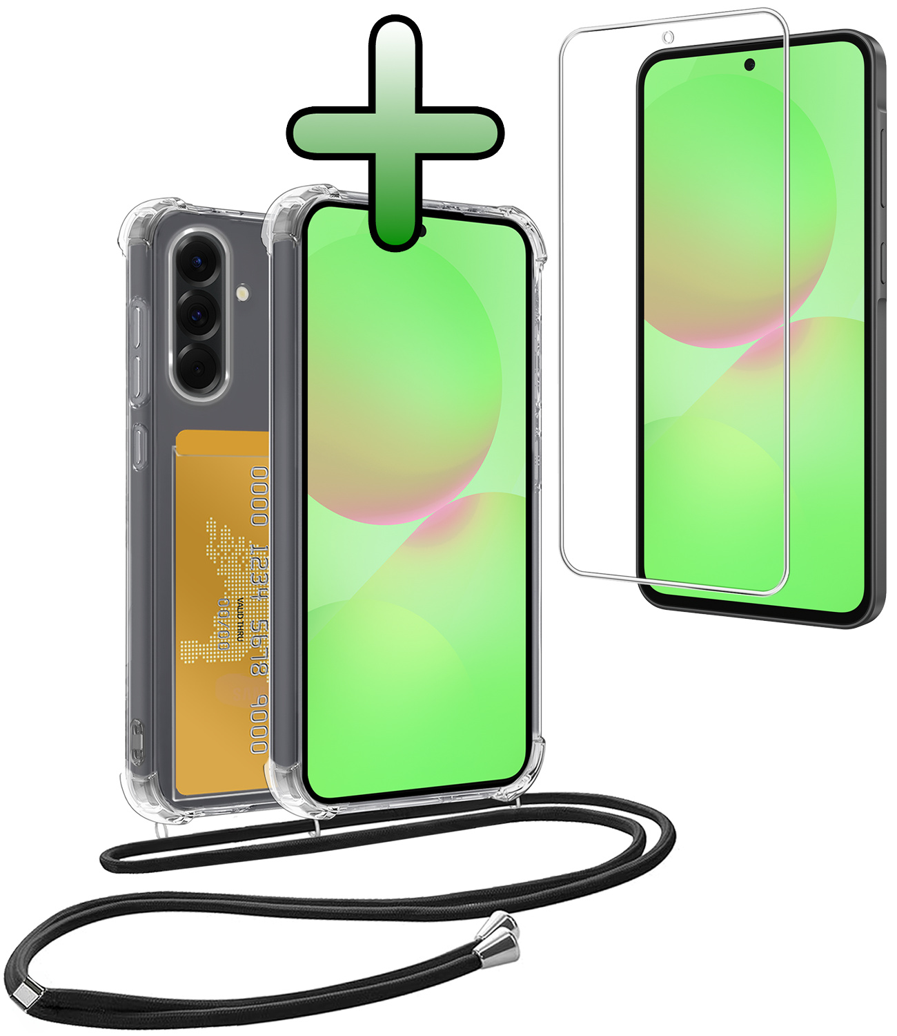 BASEY. BASEY. Samsung Galaxy A36 Hoesje Pashouder met Koord Met Screenprotector