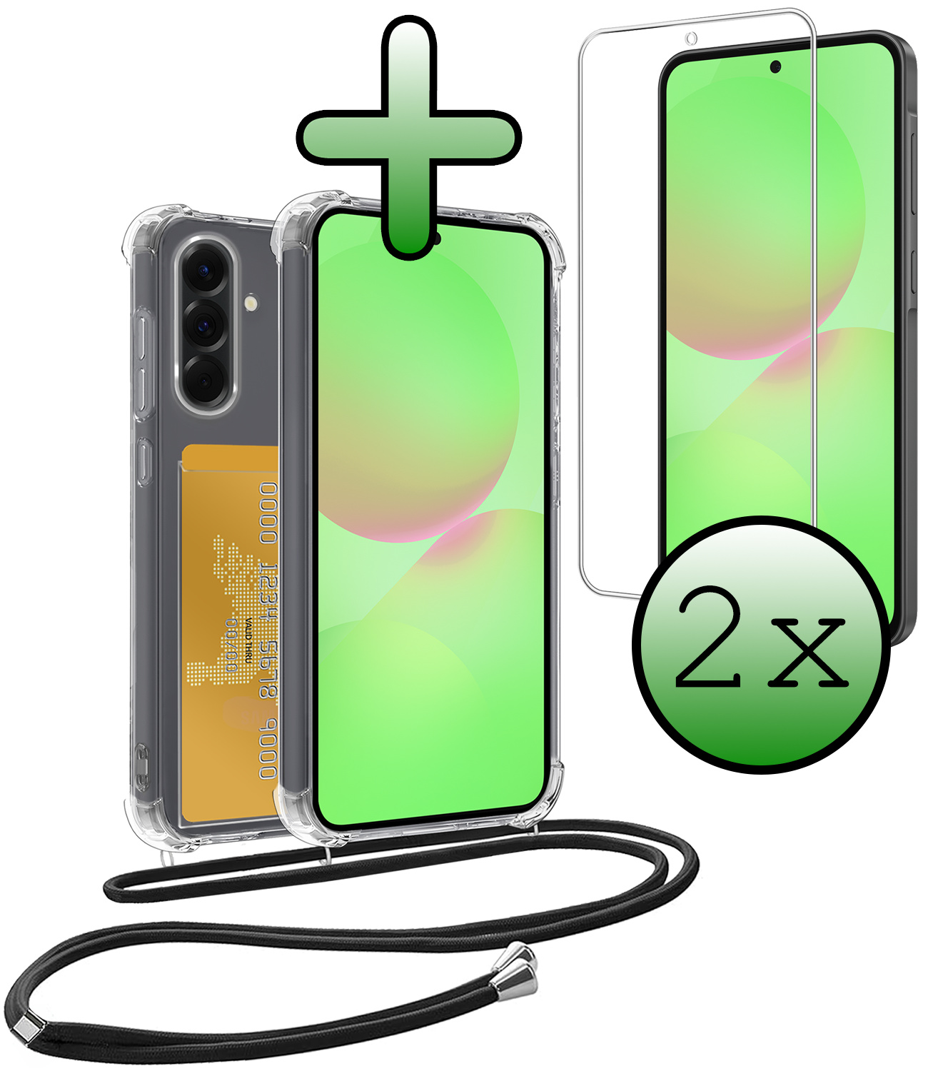 BASEY. BASEY. Samsung Galaxy A36 Hoesje Pashouder met Koord Met 2x Screenprotector