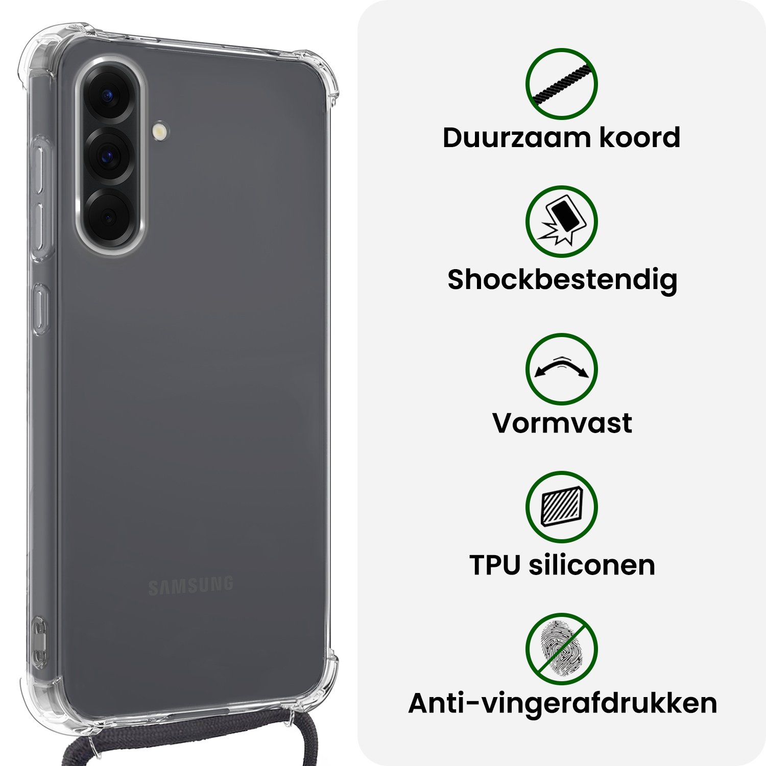 BASEY. BASEY. Samsung Galaxy A36 Hoesje Transparant Shockproof Met Zwart Koord