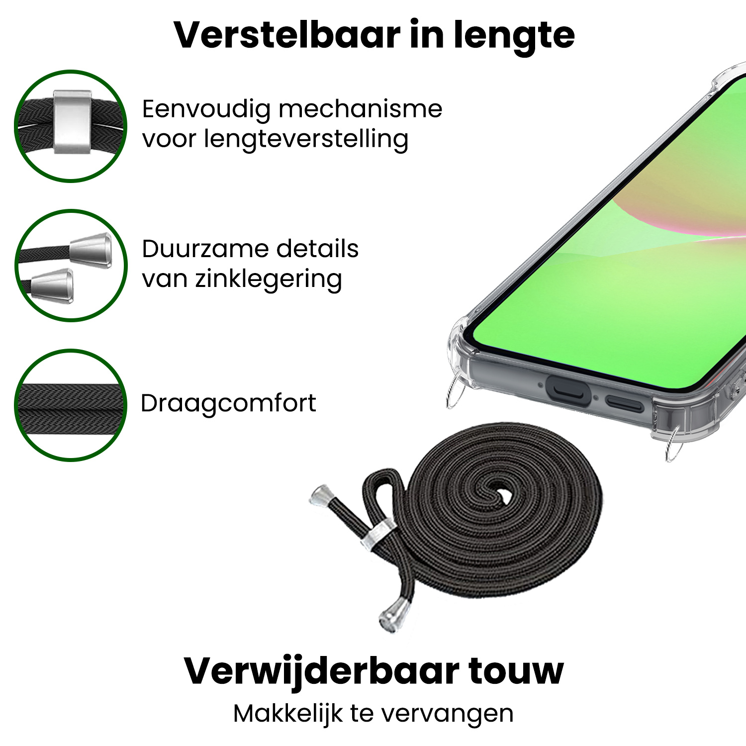 BASEY. BASEY. Samsung Galaxy A36 Hoesje Transparant Shockproof Met Zwart Koord