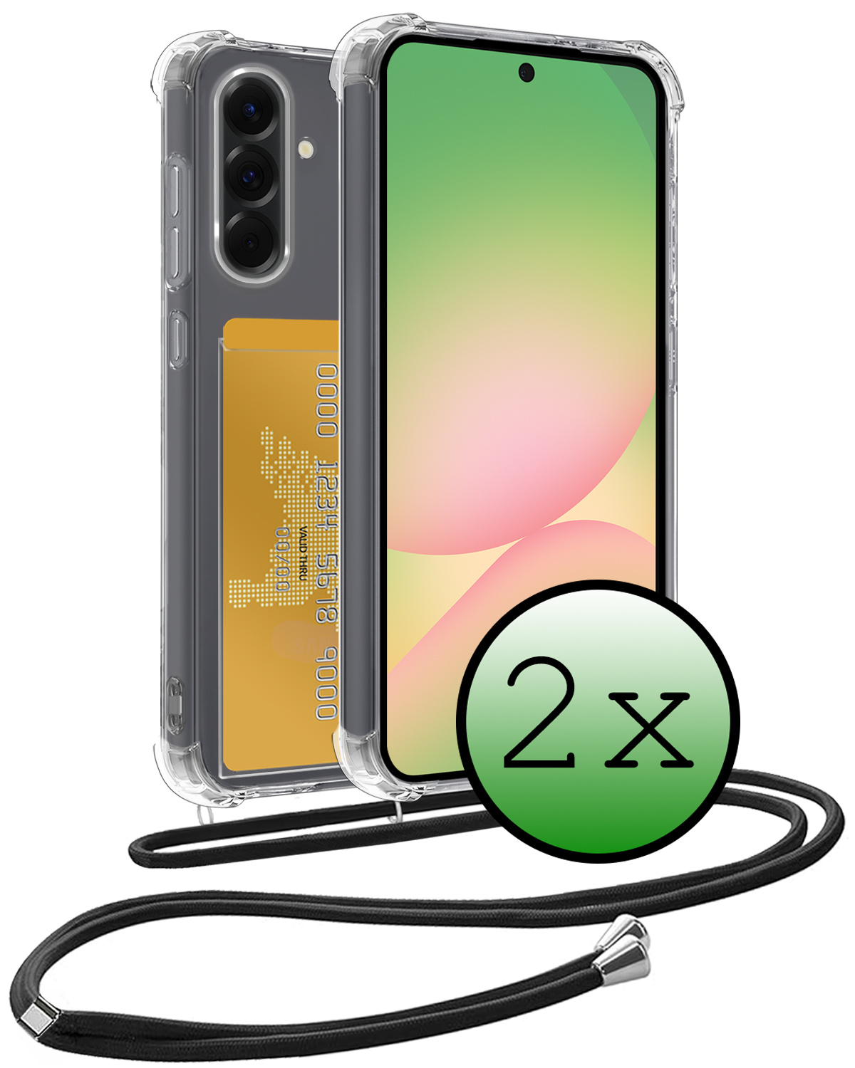 BASEY. BASEY. Samsung Galaxy A56 Hoesje Pashouder met Koord - 2 PACK