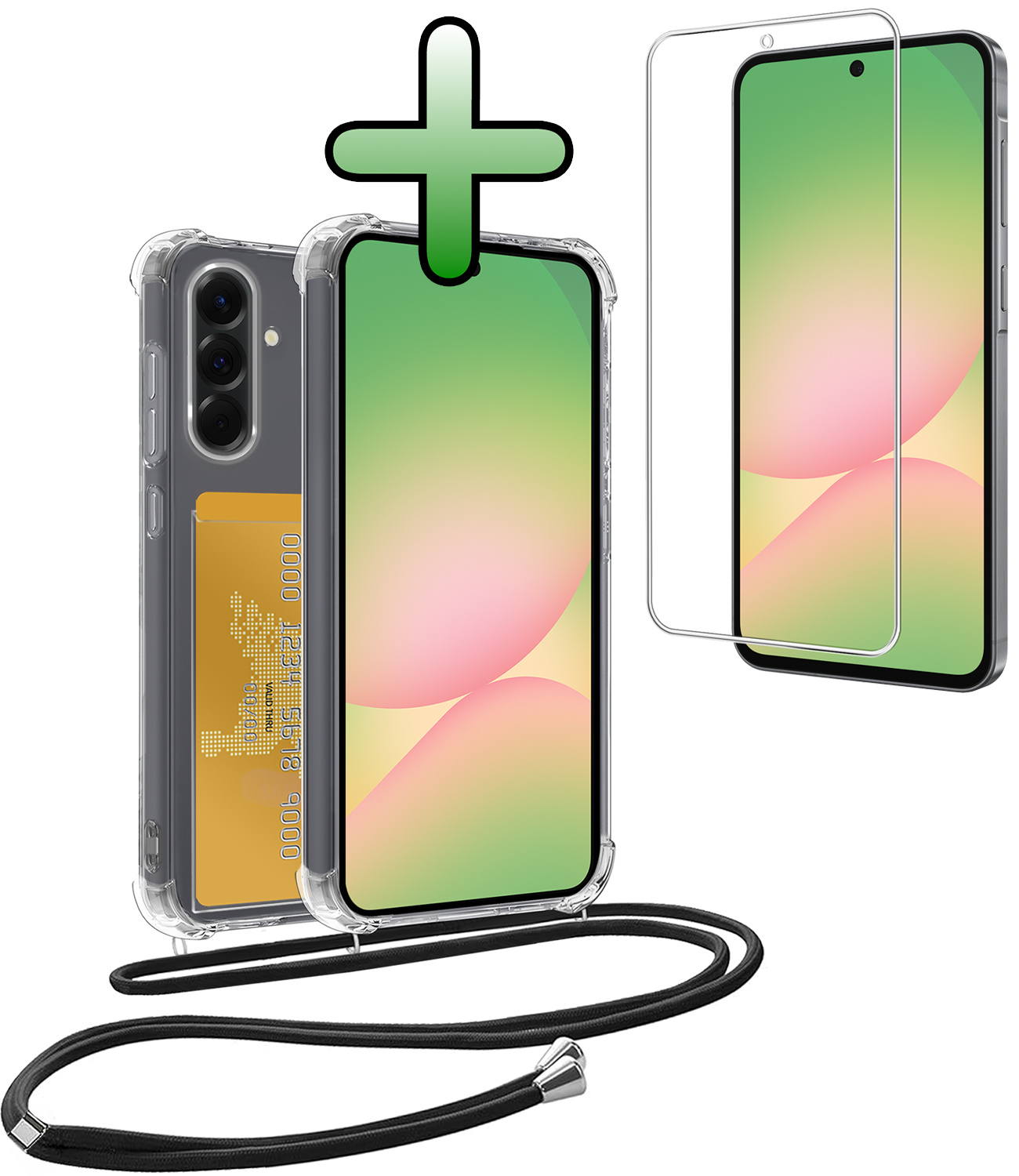 BASEY. BASEY. Samsung Galaxy A56 Hoesje Pashouder met Koord Met Screenprotector