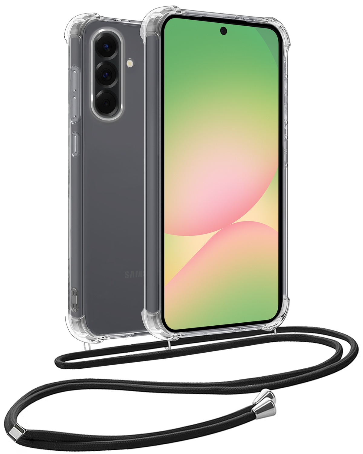 BASEY. BASEY. Samsung Galaxy A56 Hoesje Transparant Shockproof Met Zwart Koord