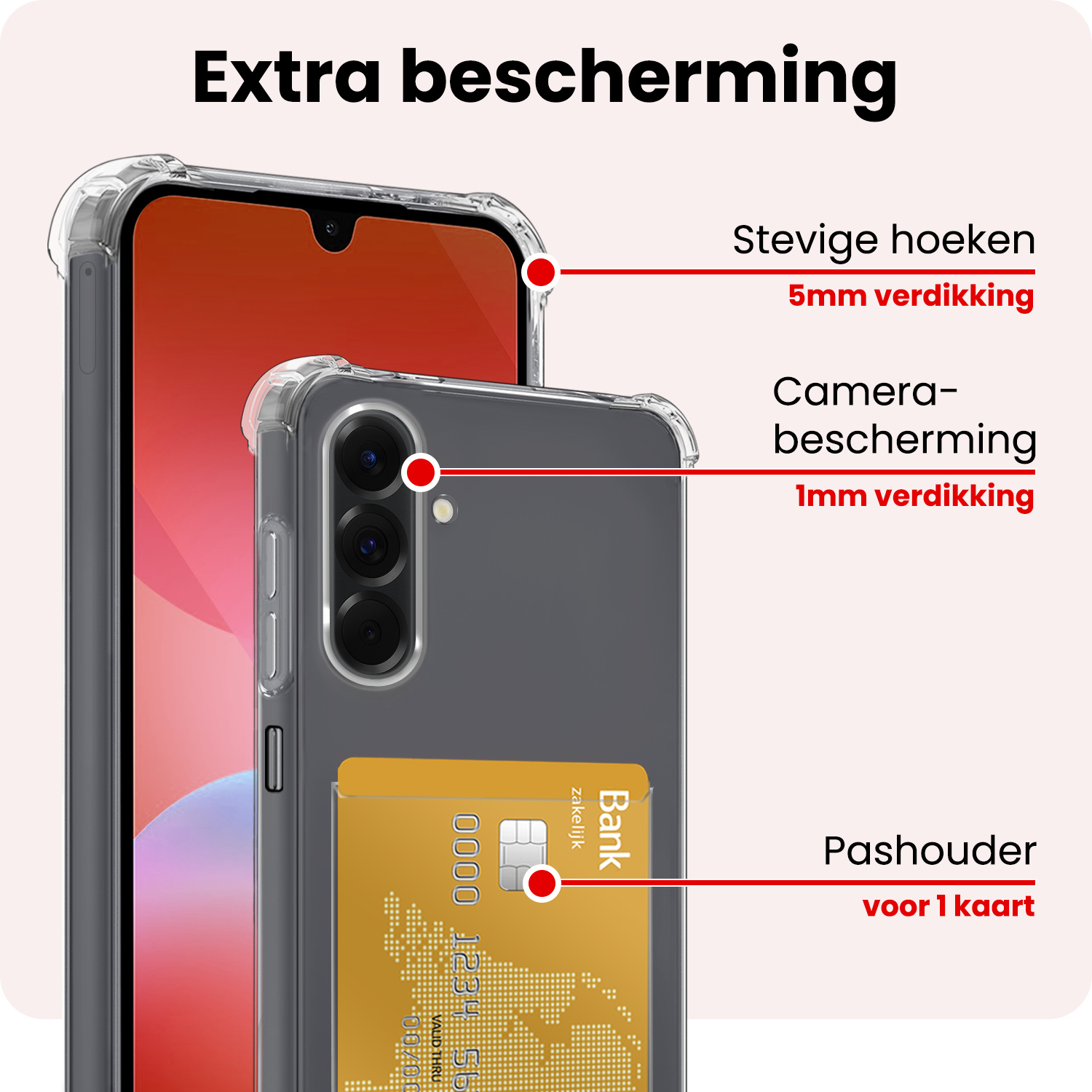 NoXx NoXx Samsung Galaxy A26 Hoesje Pashouder Met Screenprotector