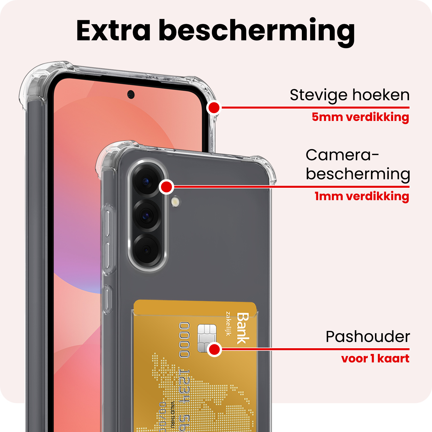 NoXx NoXx Samsung Galaxy A36 Hoesje Pashouder Met Screenprotector