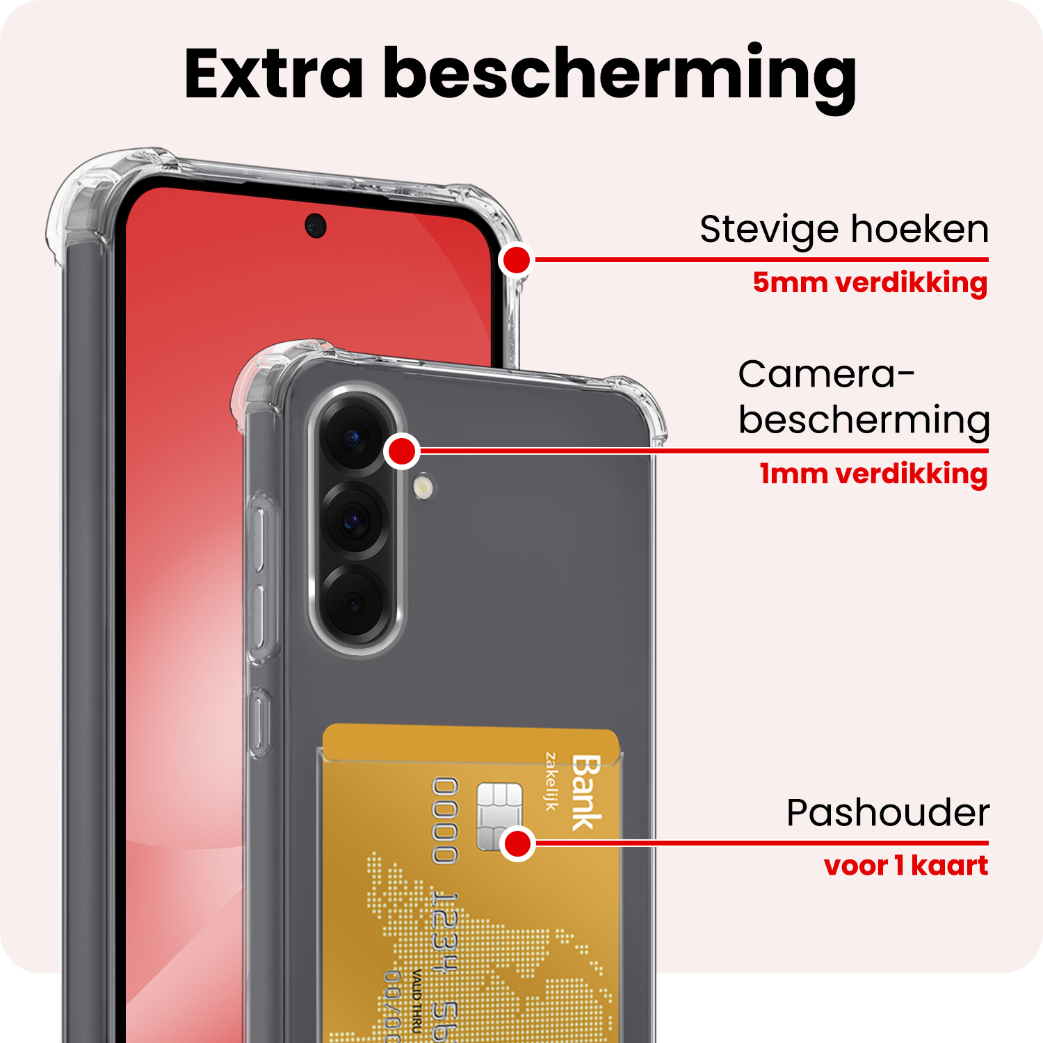 NoXx NoXx Samsung Galaxy A56 Hoesje Pashouder Met Screenprotector