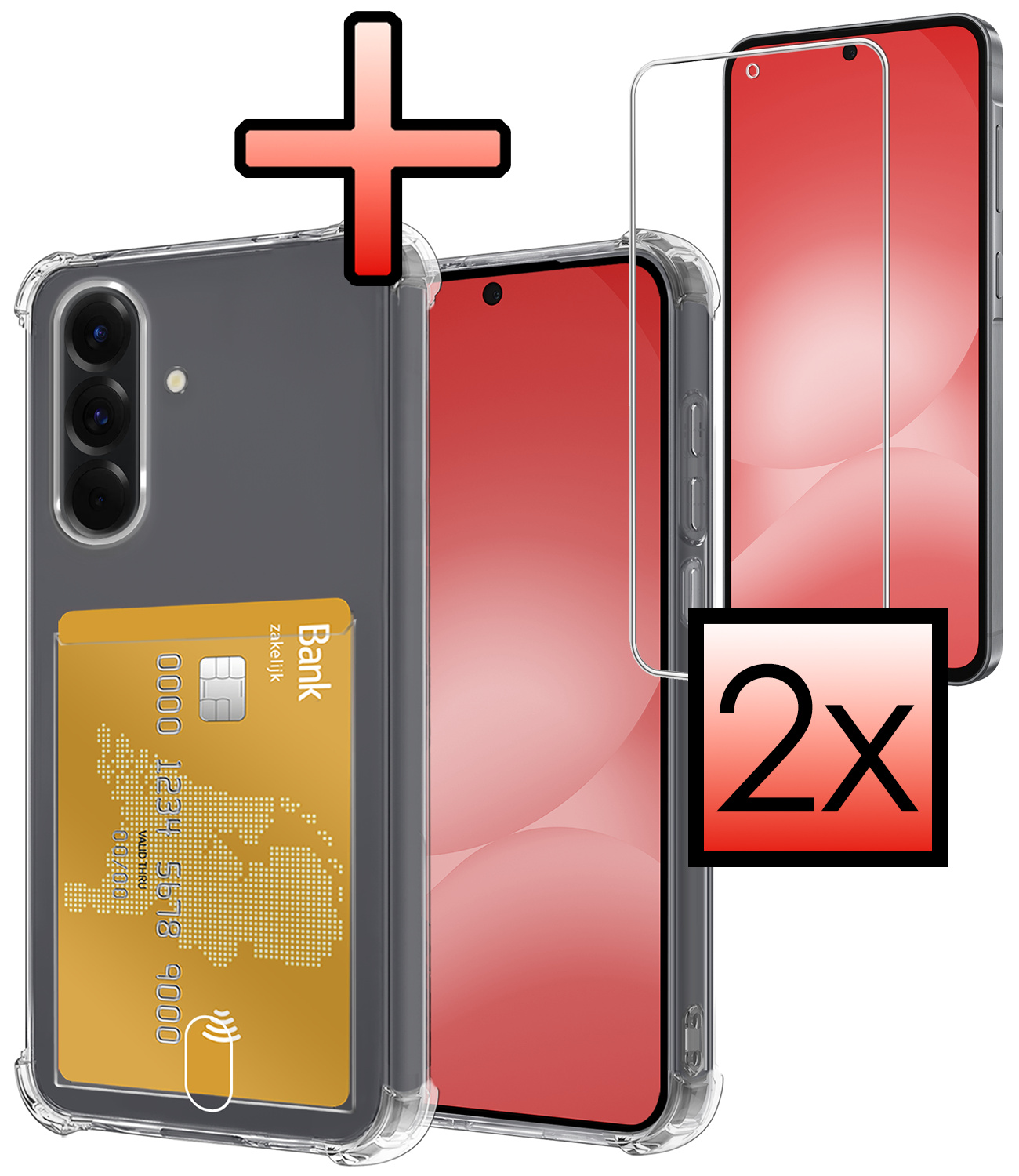 NoXx NoXx Samsung Galaxy A56 Hoesje Pashouder Met 2x Screenprotector