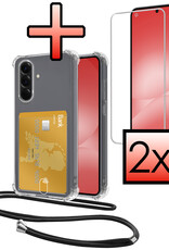 NoXx NoXx Samsung Galaxy A56 Hoesje Pashouder met Koord Met 2x Screenprotector