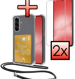 NoXx NoXx Samsung Galaxy A56 Hoesje Pashouder met Koord Met 2x Screenprotector